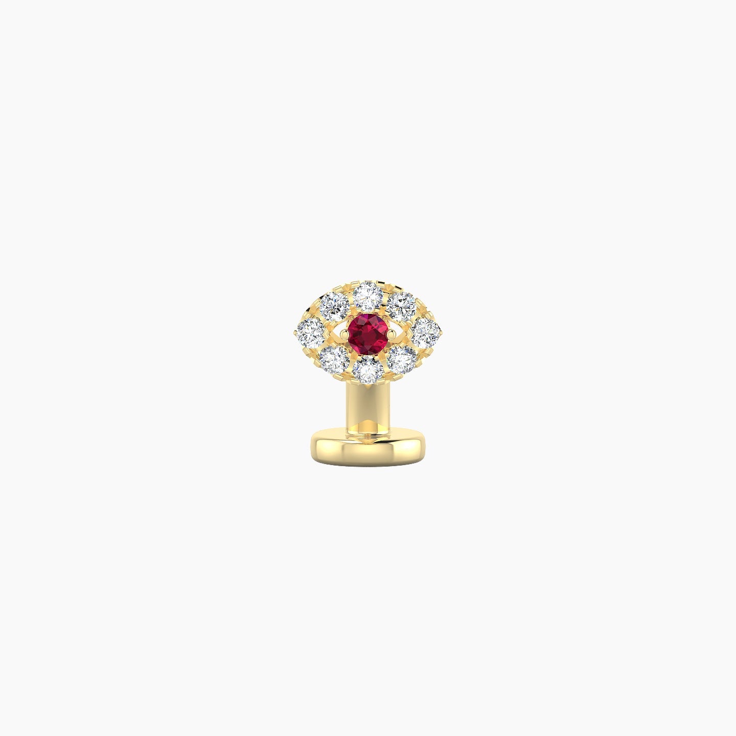 Minerva | 18k Yellow Gold 6 mm 5.5 mm Eye Ruby & Diamond Floating Navel Piercing
