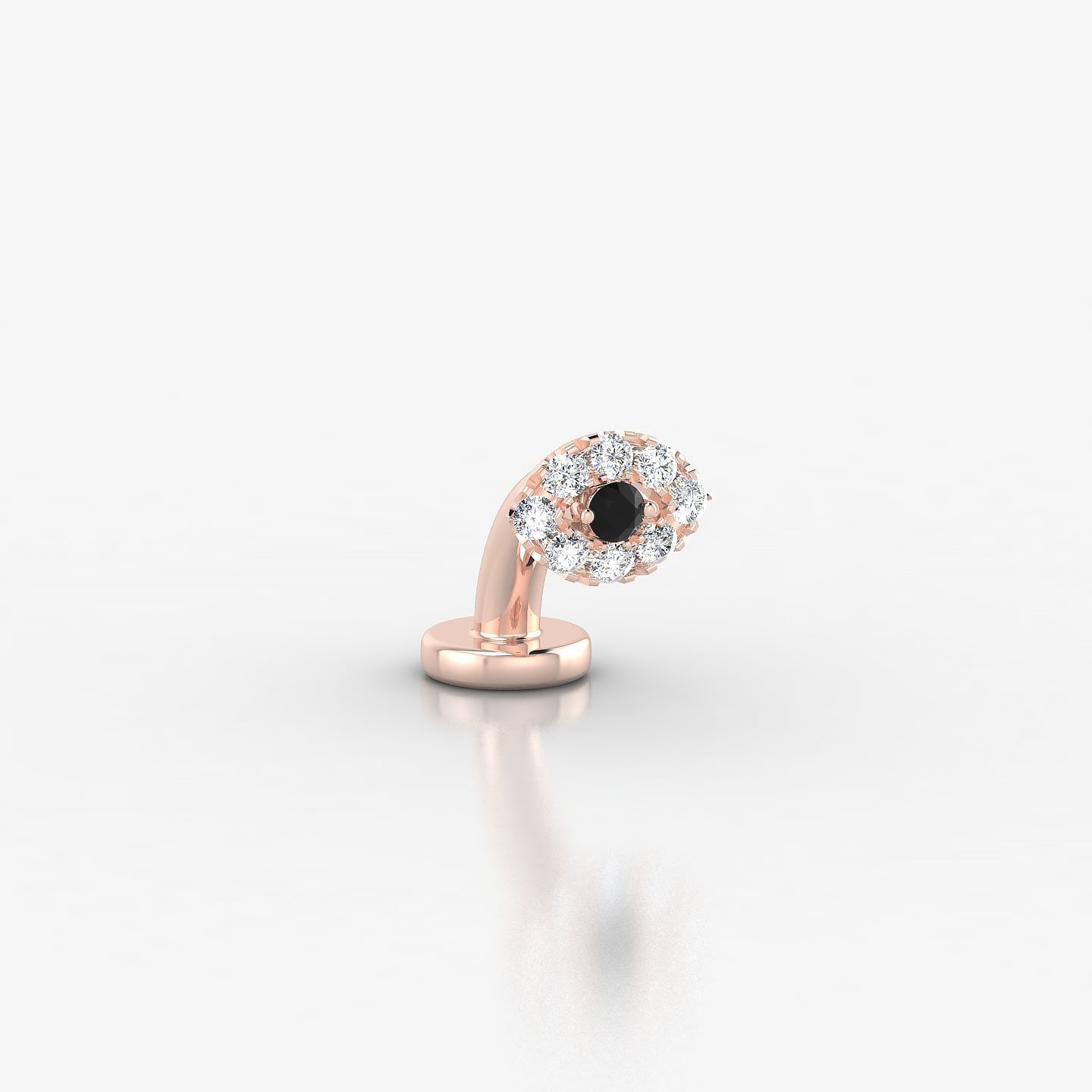 Minerva | 18k Rose Gold 6 mm 5.5 mm Eye Black Diamond & Diamond Floating Navel Piercing