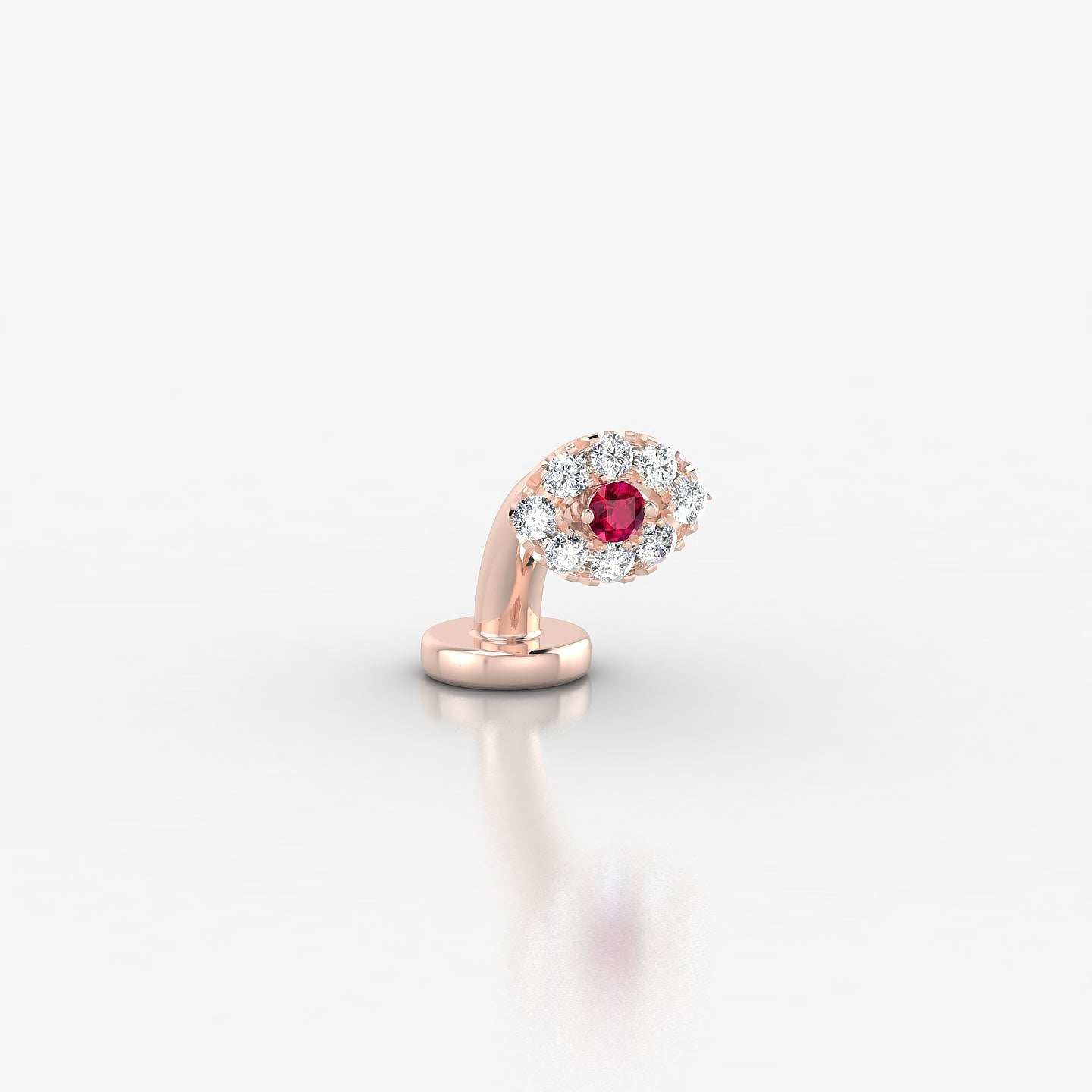 Minerva | 18k Rose Gold 6 mm 5.5 mm Eye Ruby & Diamond Floating Navel Piercing