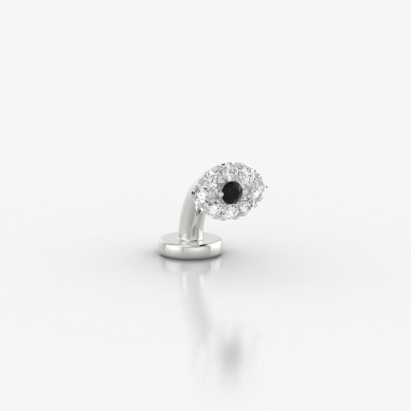 Minerva | 18k White Gold 6 mm 5.5 mm Eye Black Diamond & Diamond Floating Navel Piercing
