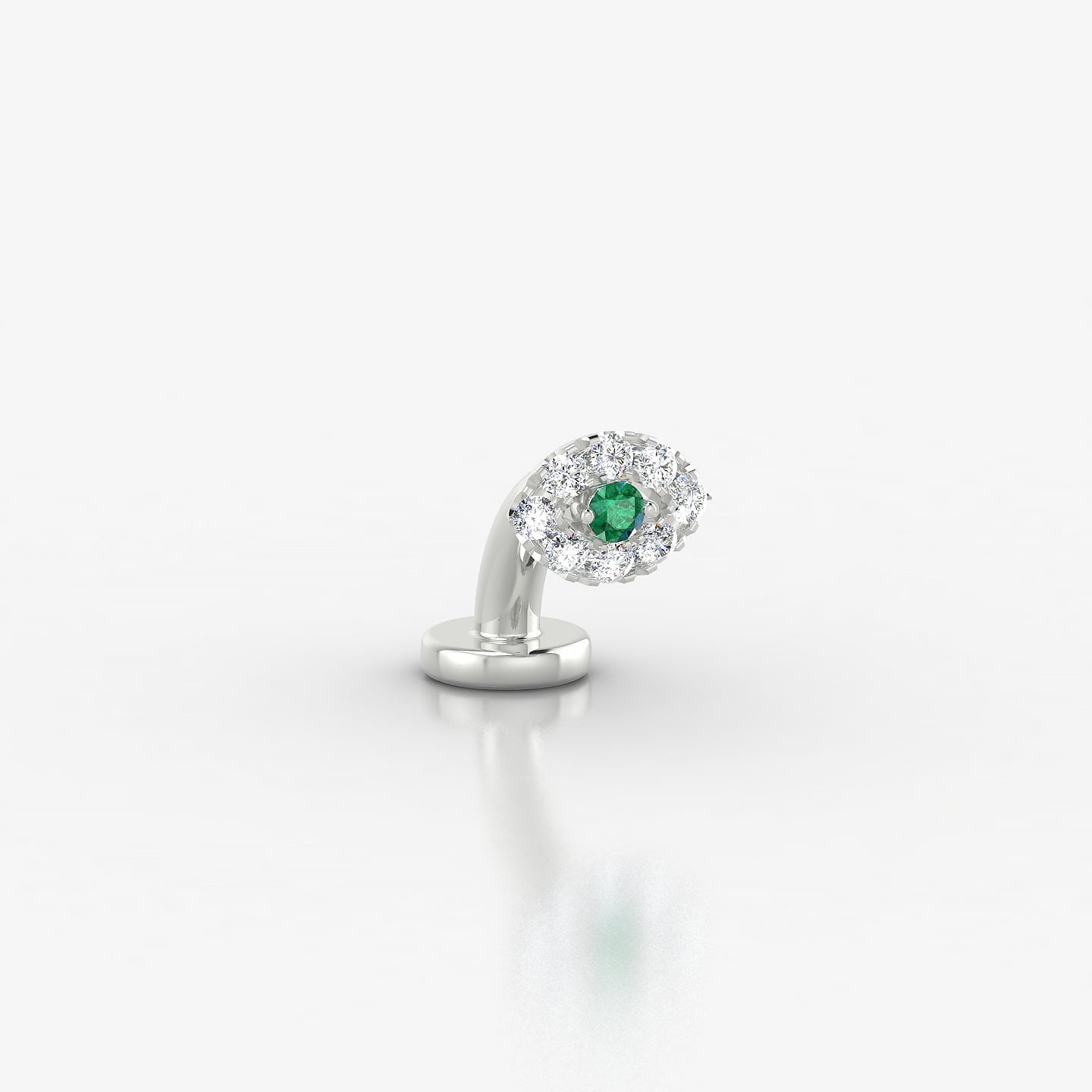 Minerva | 18k White Gold 6 mm 5.5 mm Eye Emerald & Diamond Floating Navel Piercing