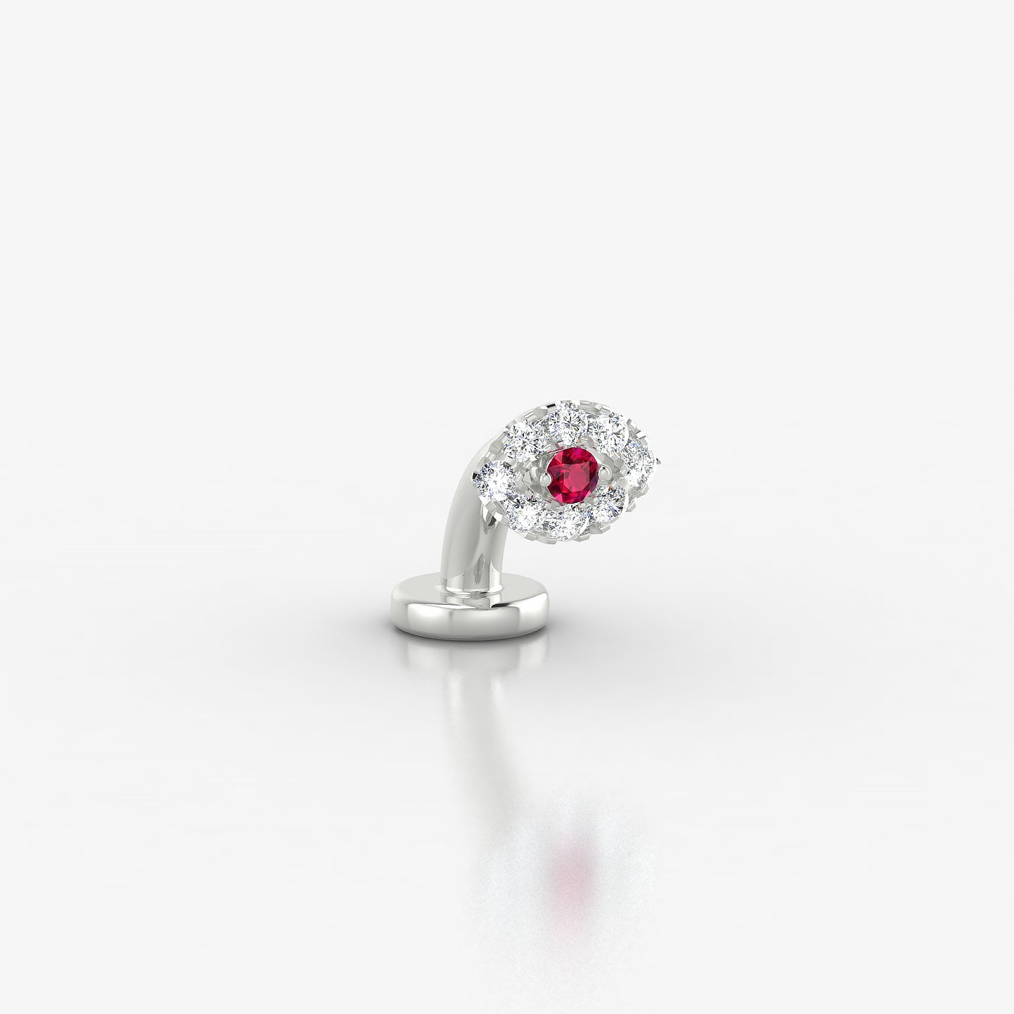 Minerva | 18k White Gold 6 mm 5.5 mm Eye Ruby & Diamond Floating Navel Piercing