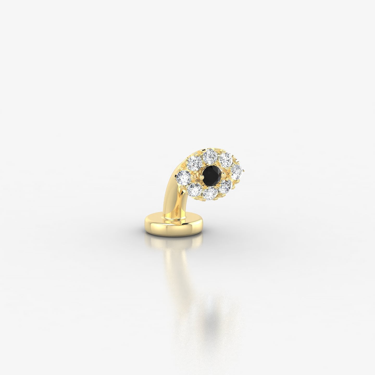 Minerva | 18k Yellow Gold 6 mm 5.5 mm Eye Black Diamond & Diamond Floating Navel Piercing