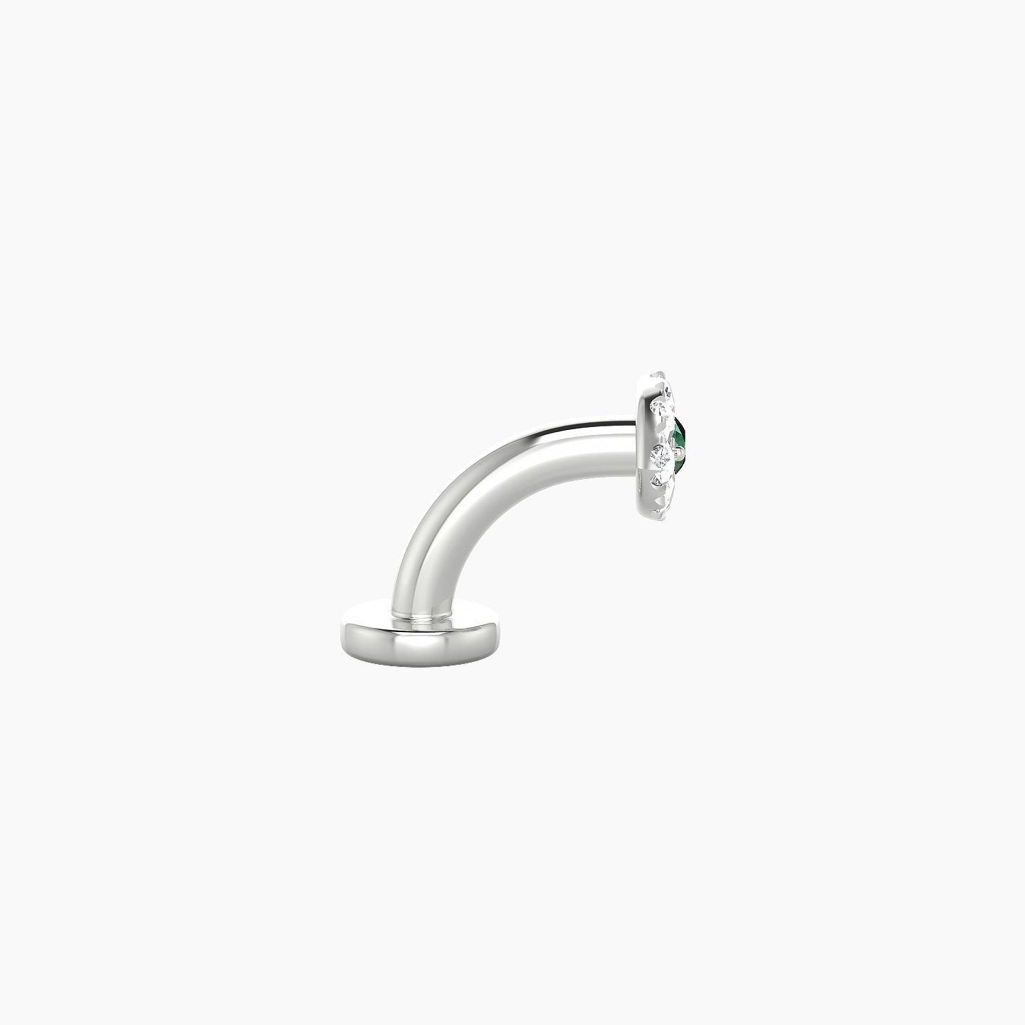 Minerva | 18k White Gold 6 mm 5.5 mm Eye Emerald & Diamond Floating Navel Piercing