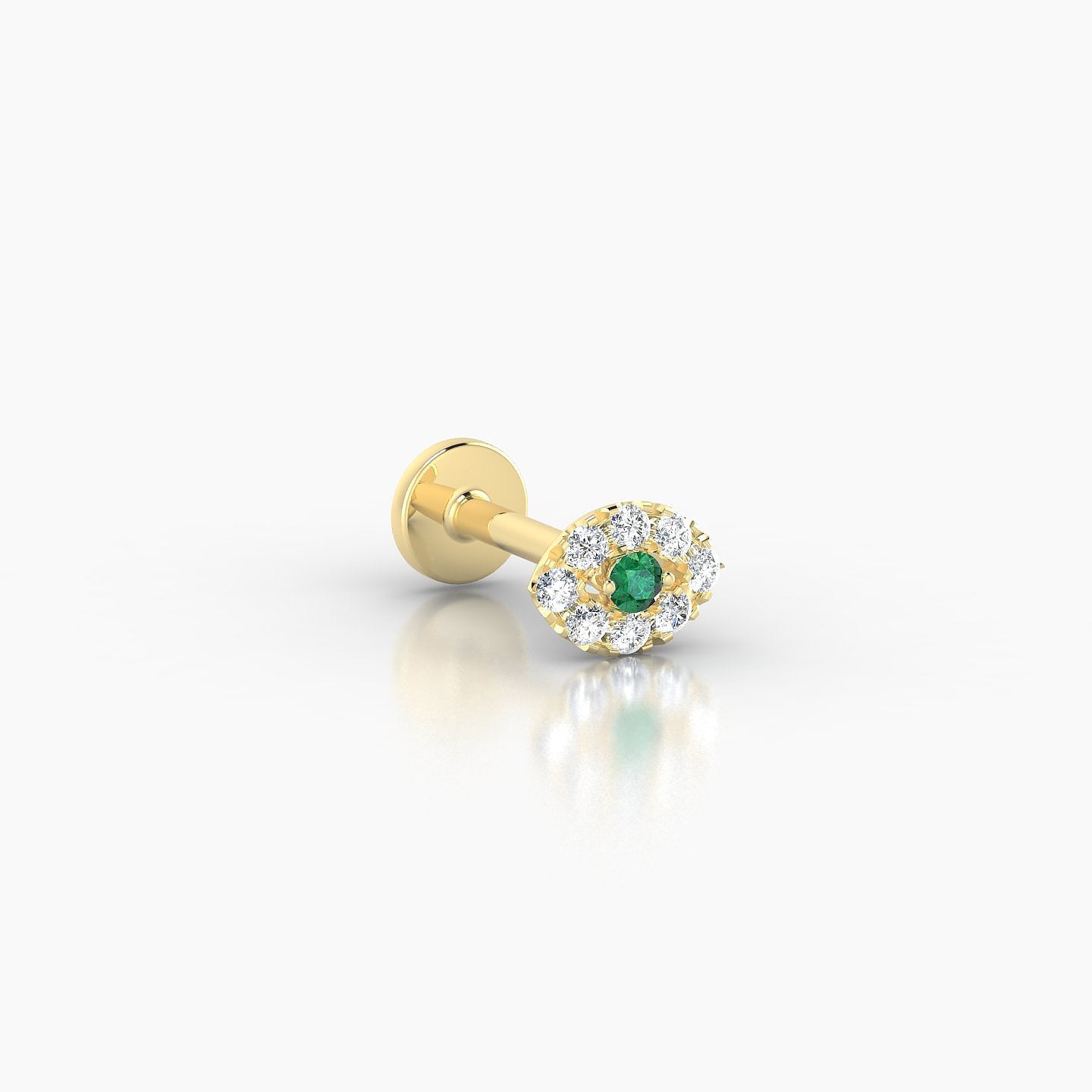 Minerva | 18k Yellow Gold 6.5 mm 5.5 mm Eye Emerald & Diamond Nose Piercing