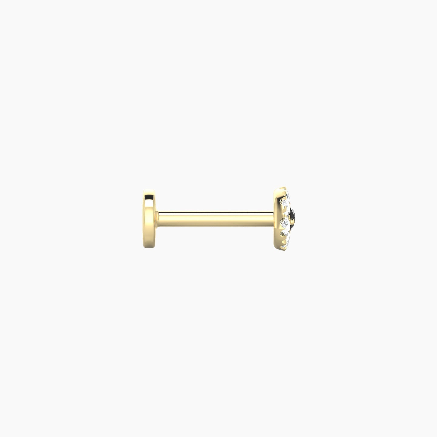 Minerva | 18k Yellow Gold 6.5 mm 5.5 mm Eye Black Diamond & Diamond Nose Piercing