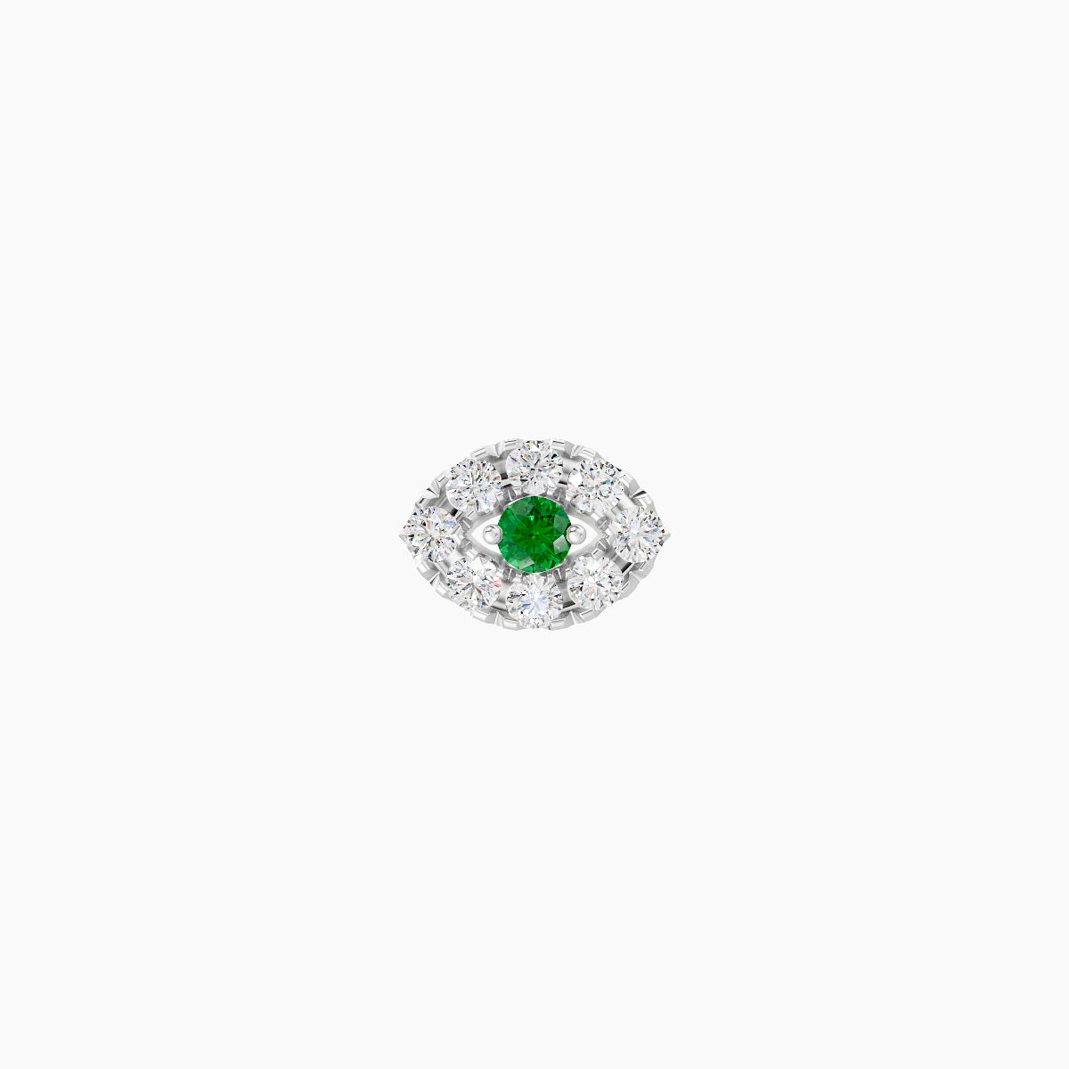 Minerva | 18k White Gold 6.5 mm 5.5 mm Eye Emerald & Diamond Piercing