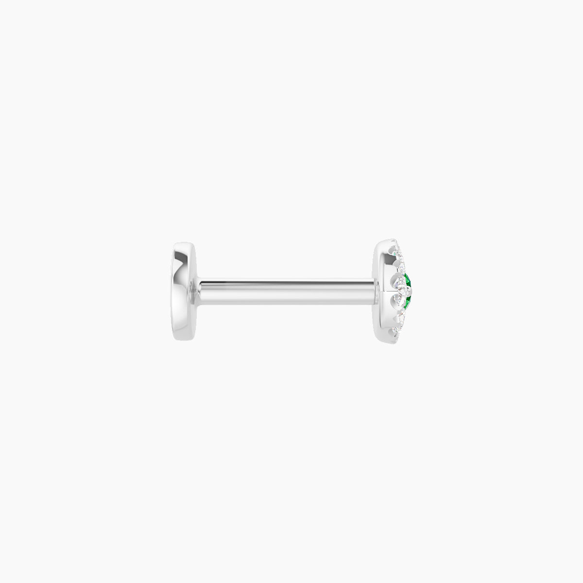 Minerva | 18k White Gold 6.5 mm 5.5 mm Eye Emerald & Diamond Piercing