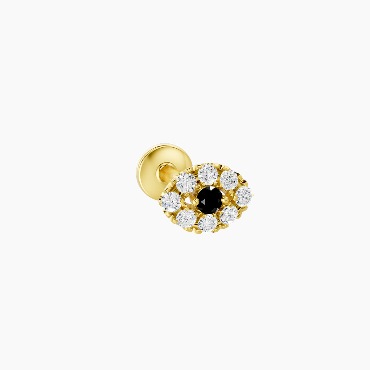Minerva | 18k Yellow Gold 6.5 mm 5.5 mm Eye Black Diamond & Diamond Piercing