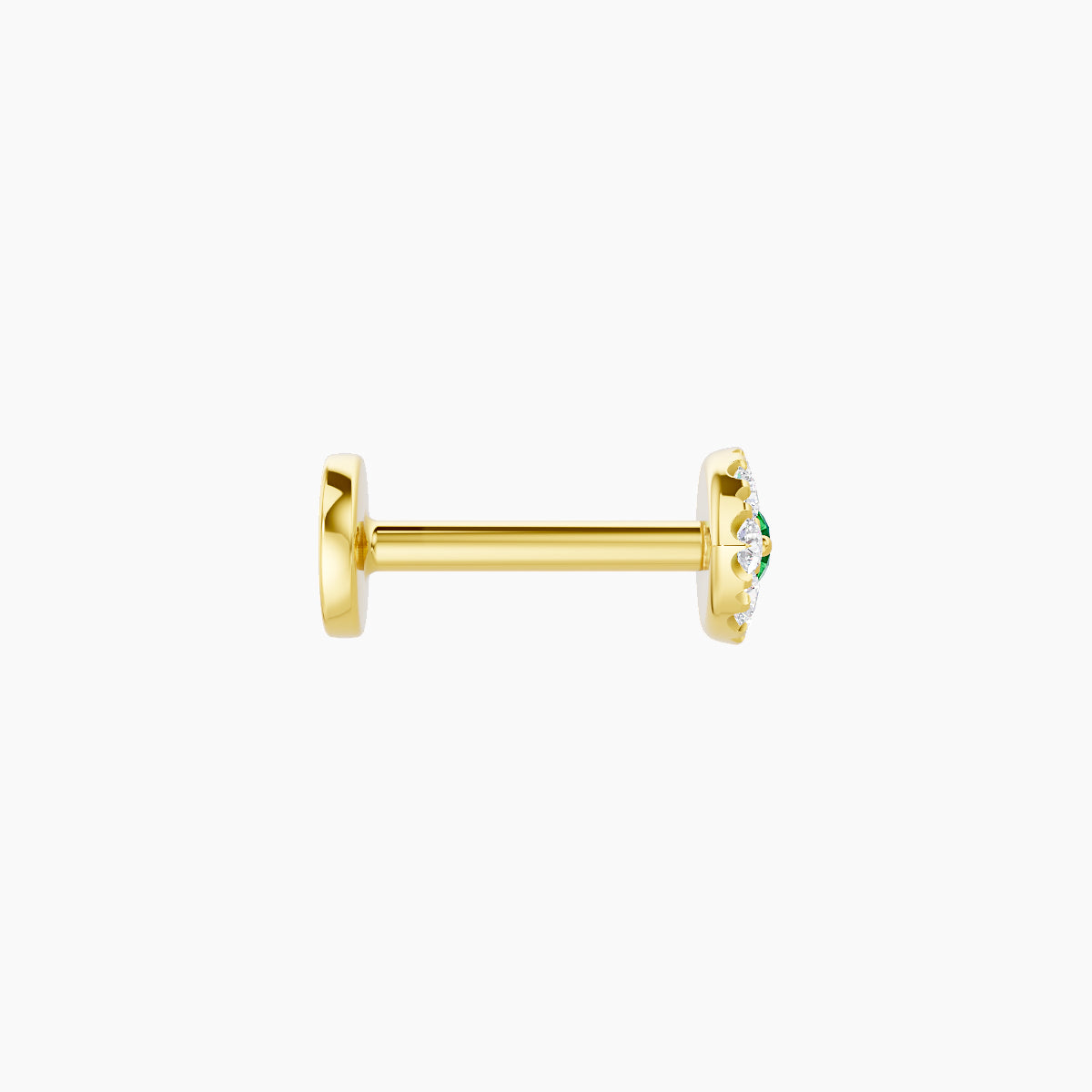 Minerva | 18k Yellow Gold 6.5 mm 5.5 mm Eye Emerald & Diamond Piercing
