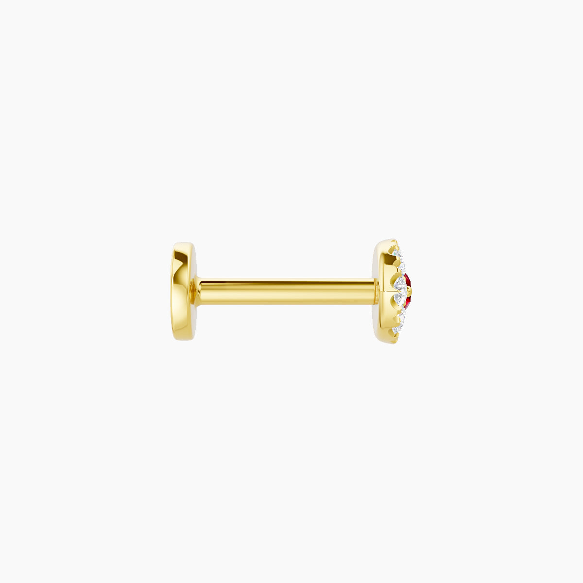 Minerva | 18k Yellow Gold 6.5 mm 5.5 mm Eye Ruby & Diamond Piercing