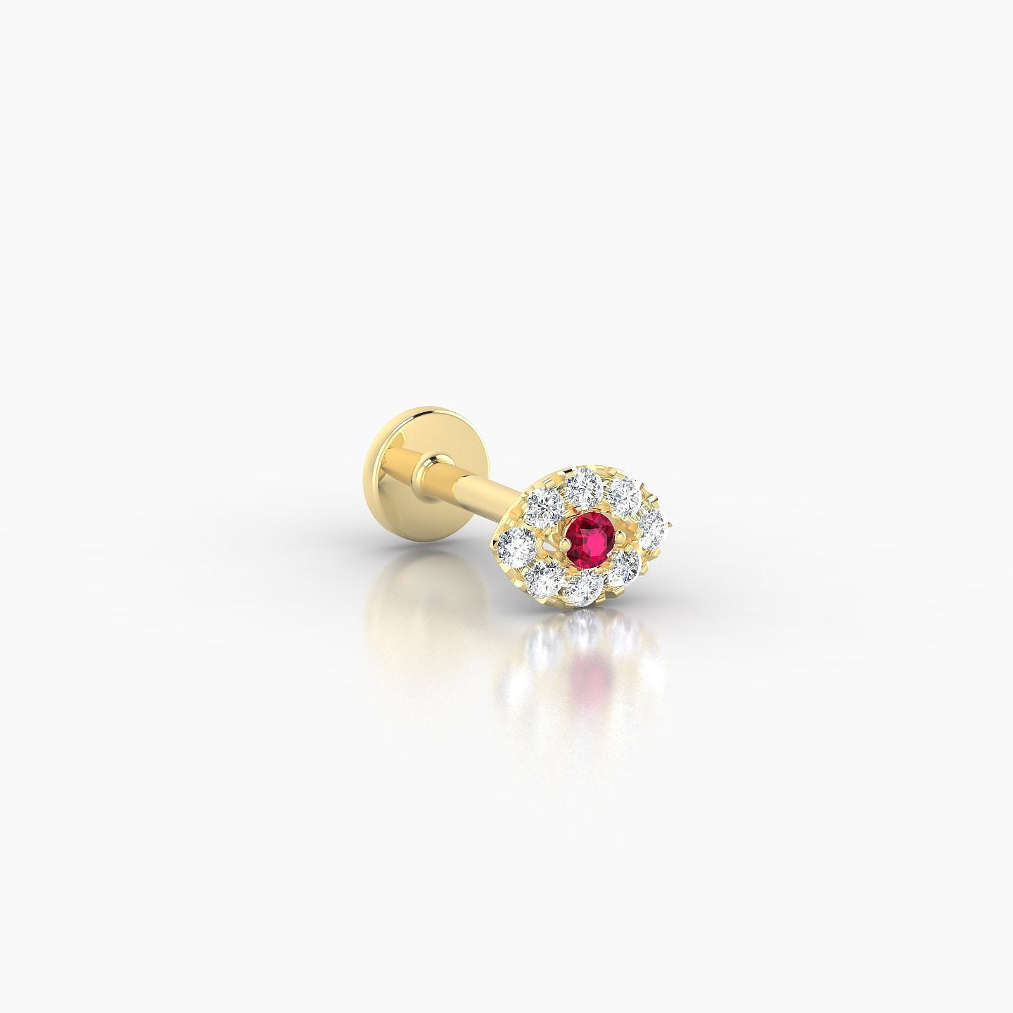 Minerva | 18k Yellow Gold 6.5 mm 5.5 mm Eye Ruby & Diamond Piercing