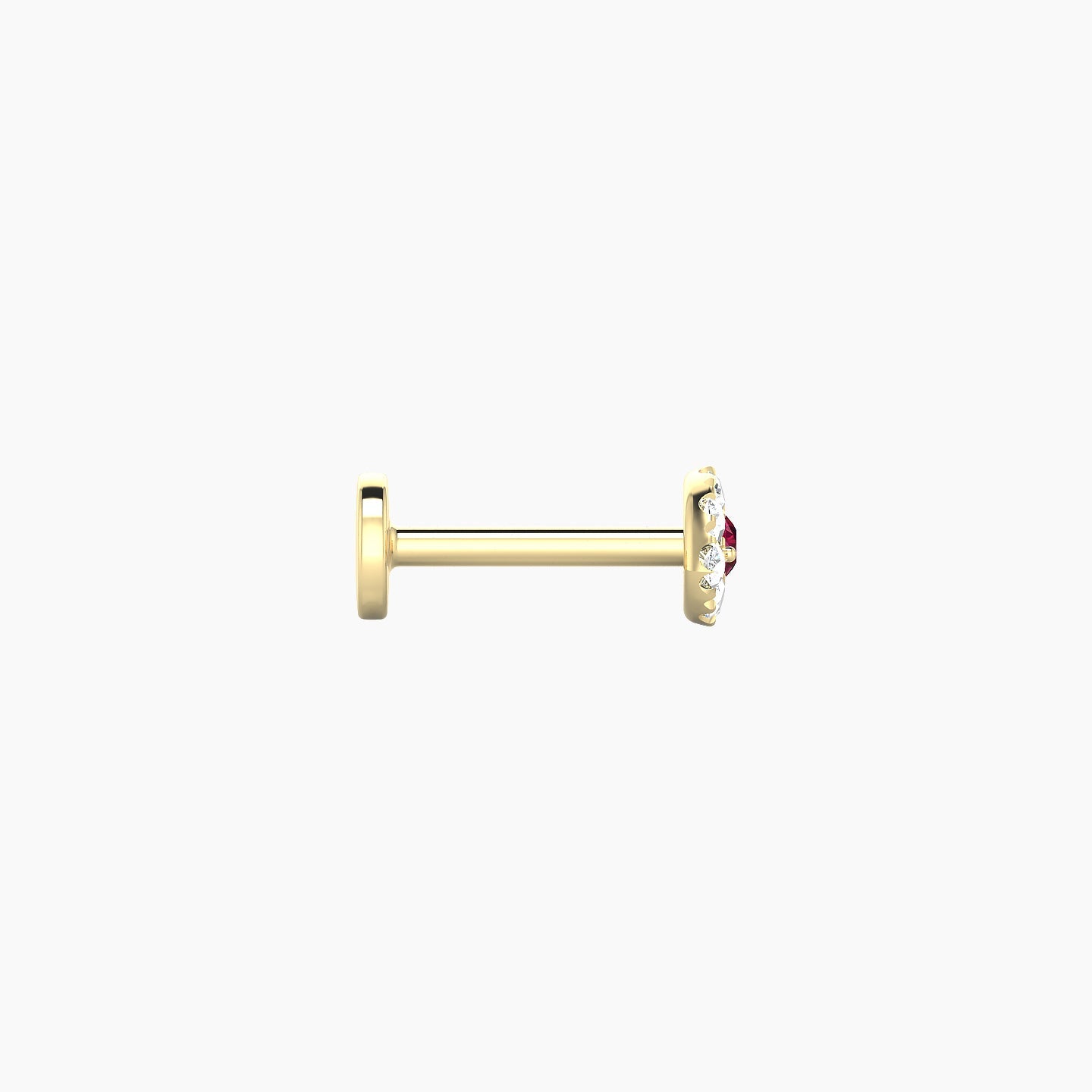 Minerva | 18k Yellow Gold 6.5 mm 5.5 mm Eye Ruby & Diamond Piercing