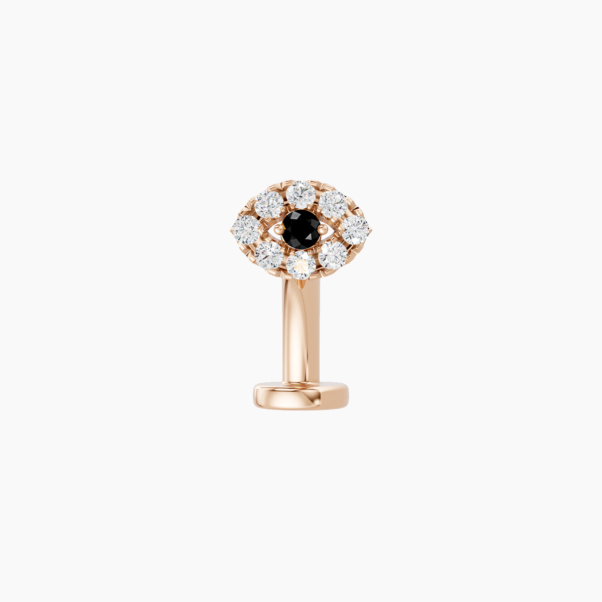 Minerva | 18k Rose Gold 8 mm 5.5 mm Eye Black Diamond & Diamond Floating Navel Piercing
