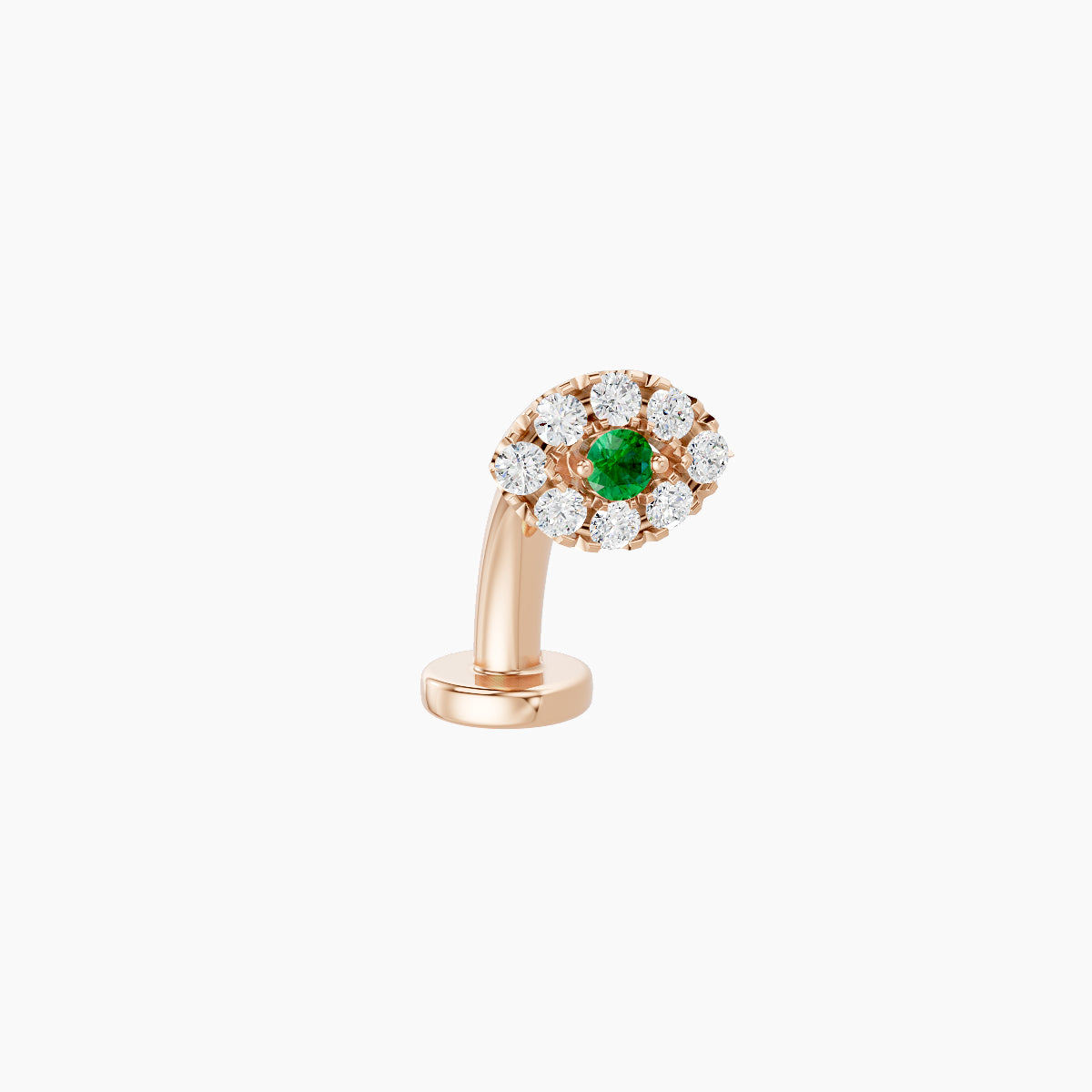 Minerva | 18k Rose Gold 8 mm 5.5 mm Eye Emerald & Diamond Floating Navel Piercing
