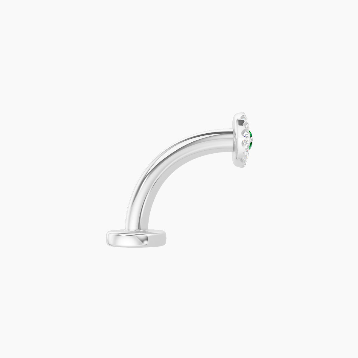 Minerva | 18k White Gold 8 mm 5.5 mm Eye Emerald & Diamond Floating Navel Piercing