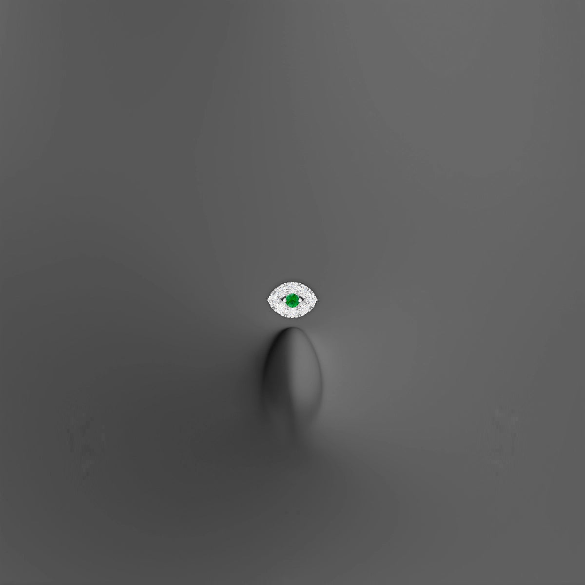 Minerva | 18k White Gold 8 mm 5.5 mm Eye Emerald & Diamond Floating Navel Piercing