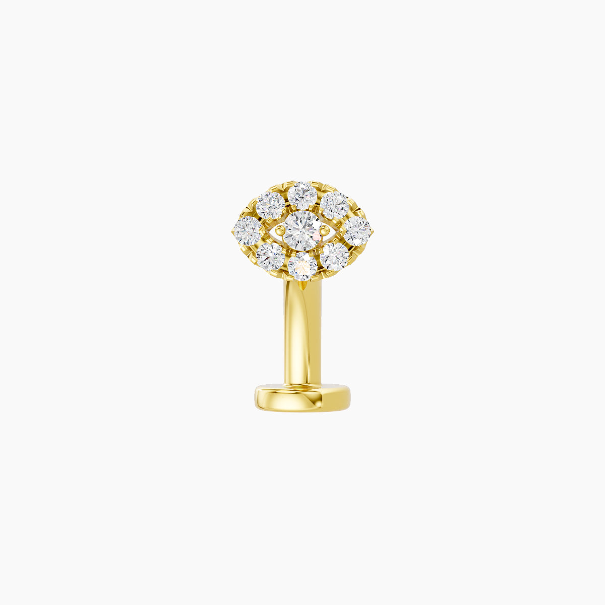 Minerva | 18k Yellow Gold 5.5 mm 8 mm Eye Diamond Floating Navel Piercing