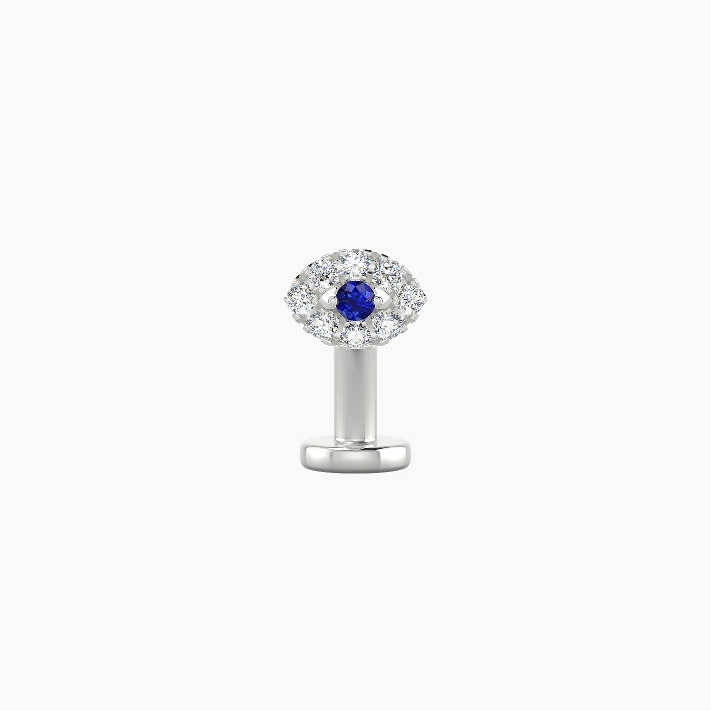 Minerva | 18k White Gold 8 mm 5.5 mm Eye Sapphire & Diamond Floating Navel Piercing