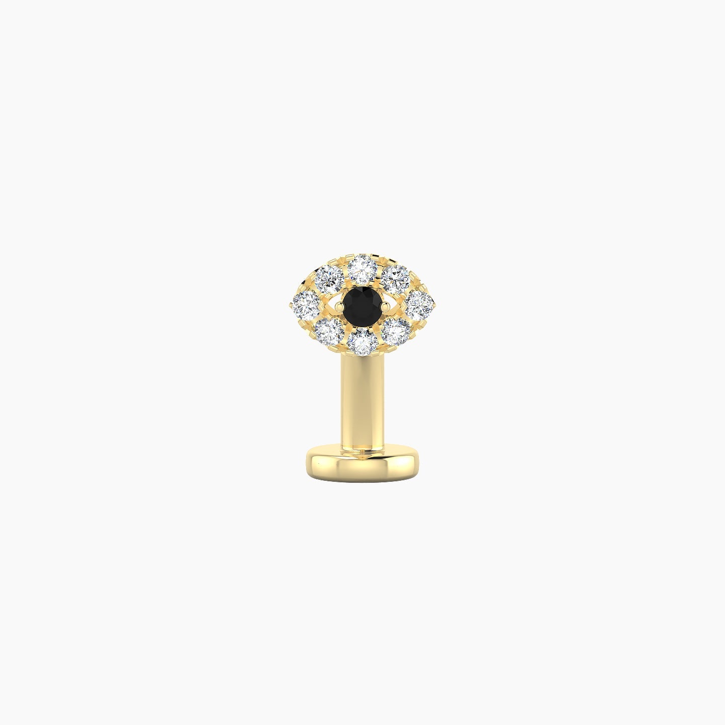 Minerva | 18k Yellow Gold 8 mm 5.5 mm Eye Black Diamond & Diamond Floating Navel Piercing