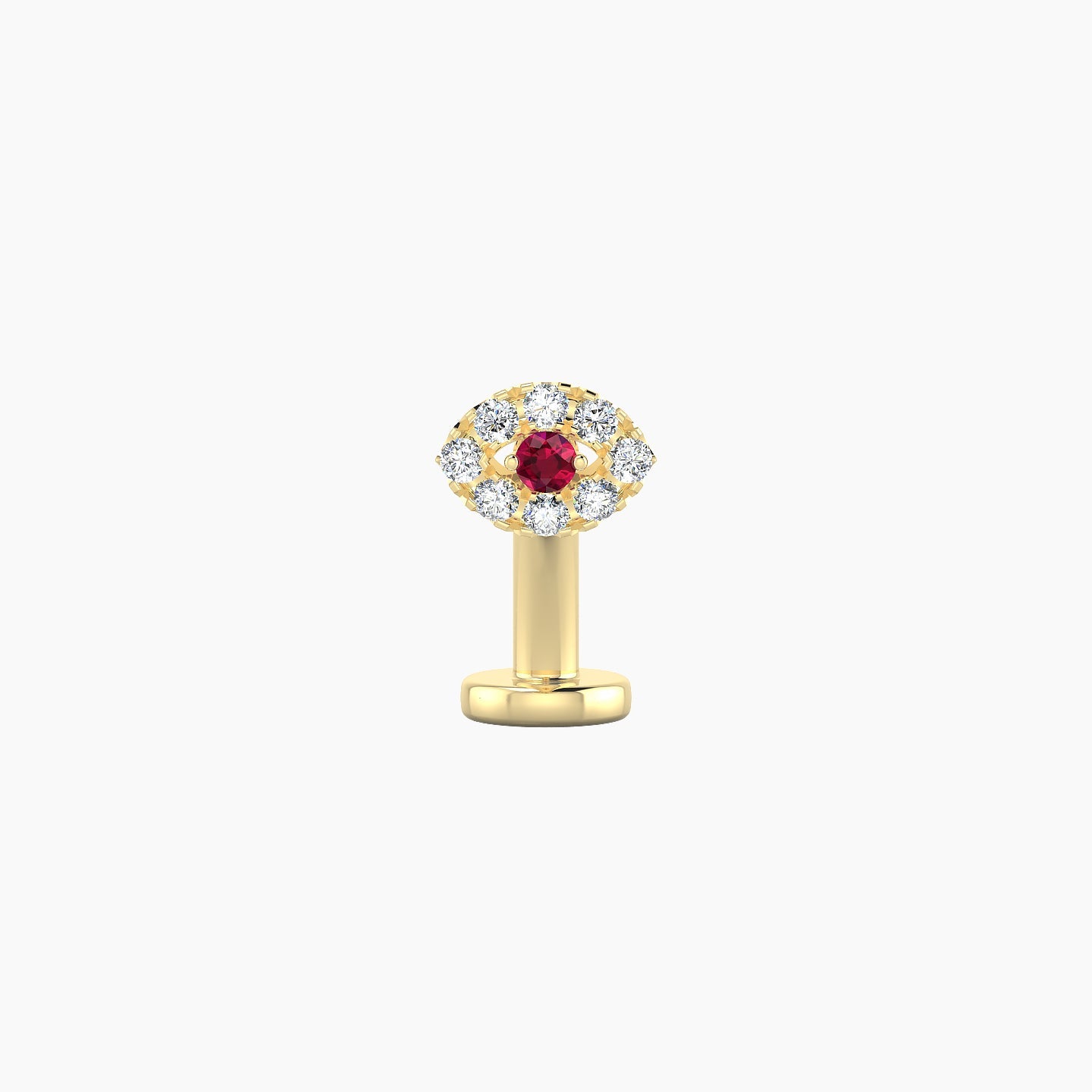 Minerva | 18k Yellow Gold 8 mm 5.5 mm Eye Ruby & Diamond Floating Navel Piercing