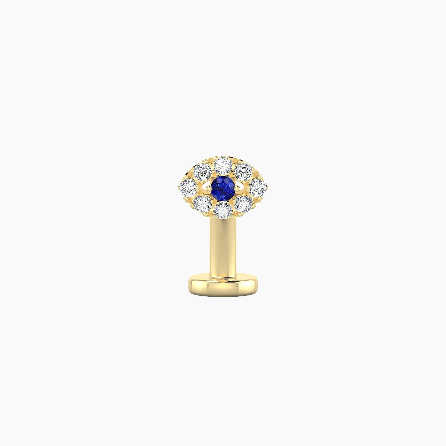 Minerva | 18k Yellow Gold 8 mm 5.5 mm Eye Sapphire & Diamond Floating Navel Piercing
