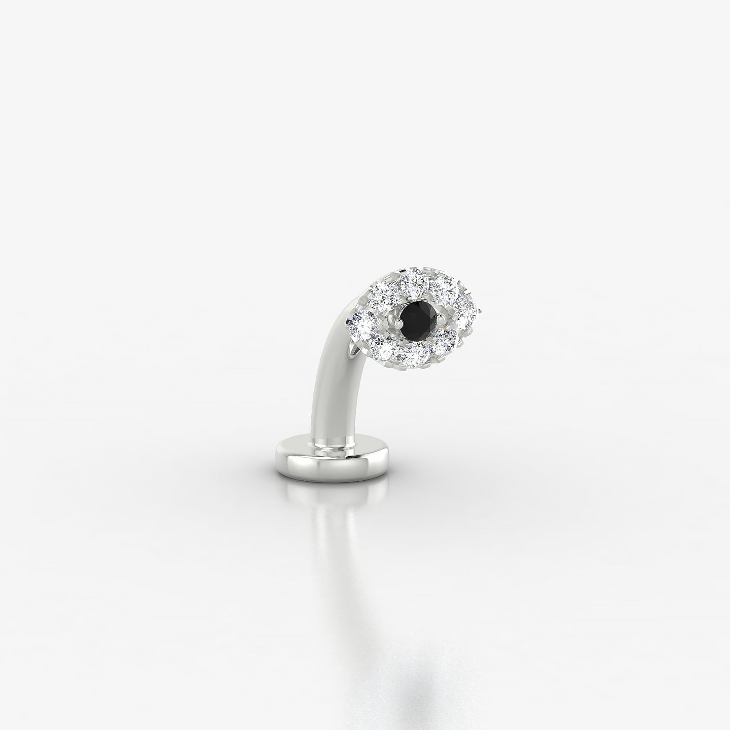 Minerva | 18k White Gold 8 mm 5.5 mm Eye Black Diamond & Diamond Floating Navel Piercing