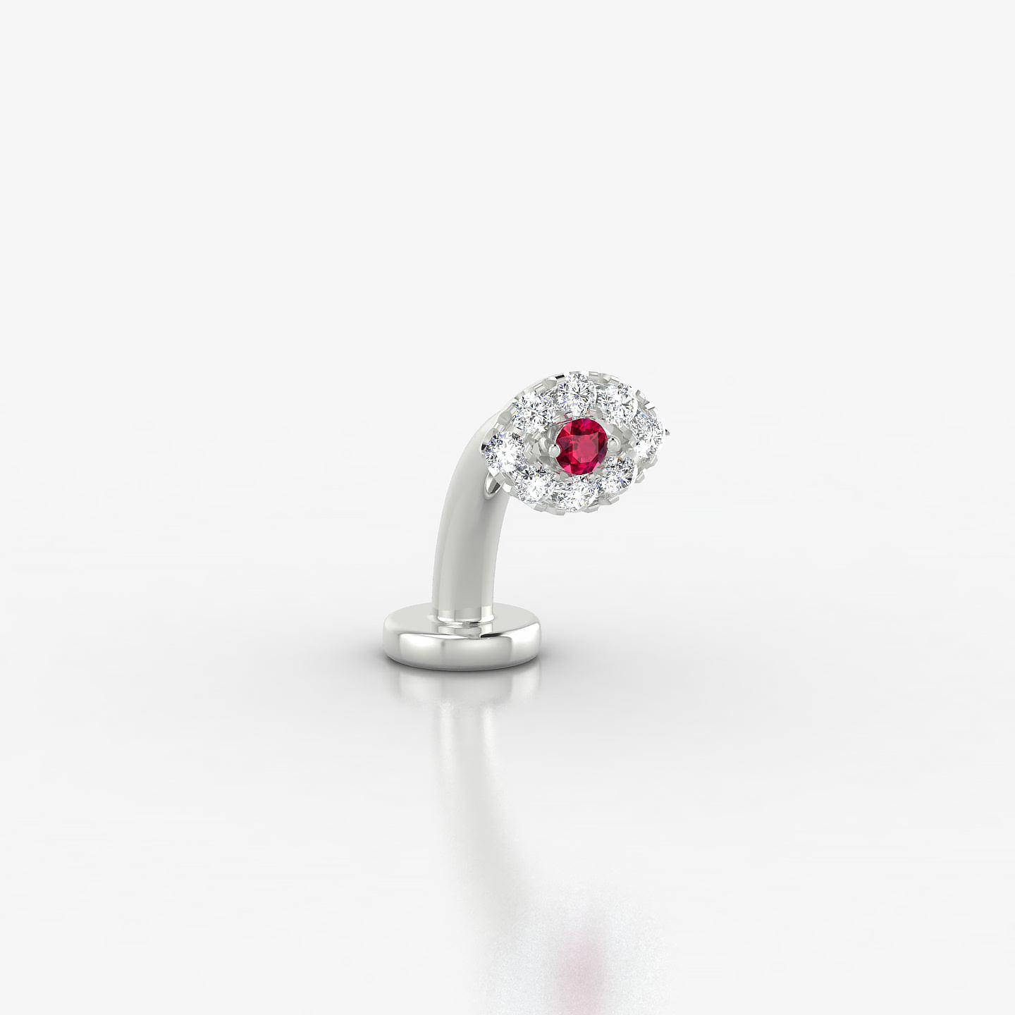 Minerva | 18k White Gold 8 mm 5.5 mm Eye Ruby & Diamond Floating Navel Piercing