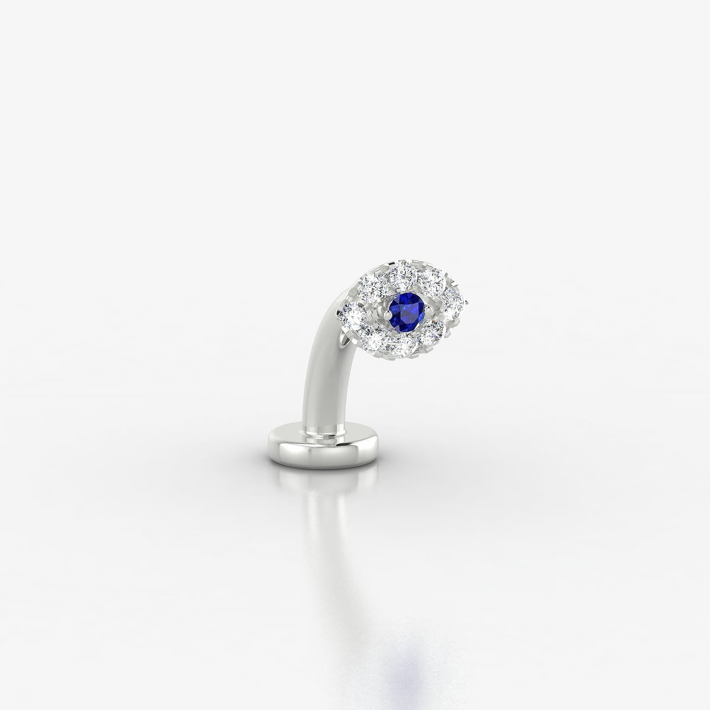 Minerva | 18k White Gold 8 mm 5.5 mm Eye Sapphire & Diamond Floating Navel Piercing