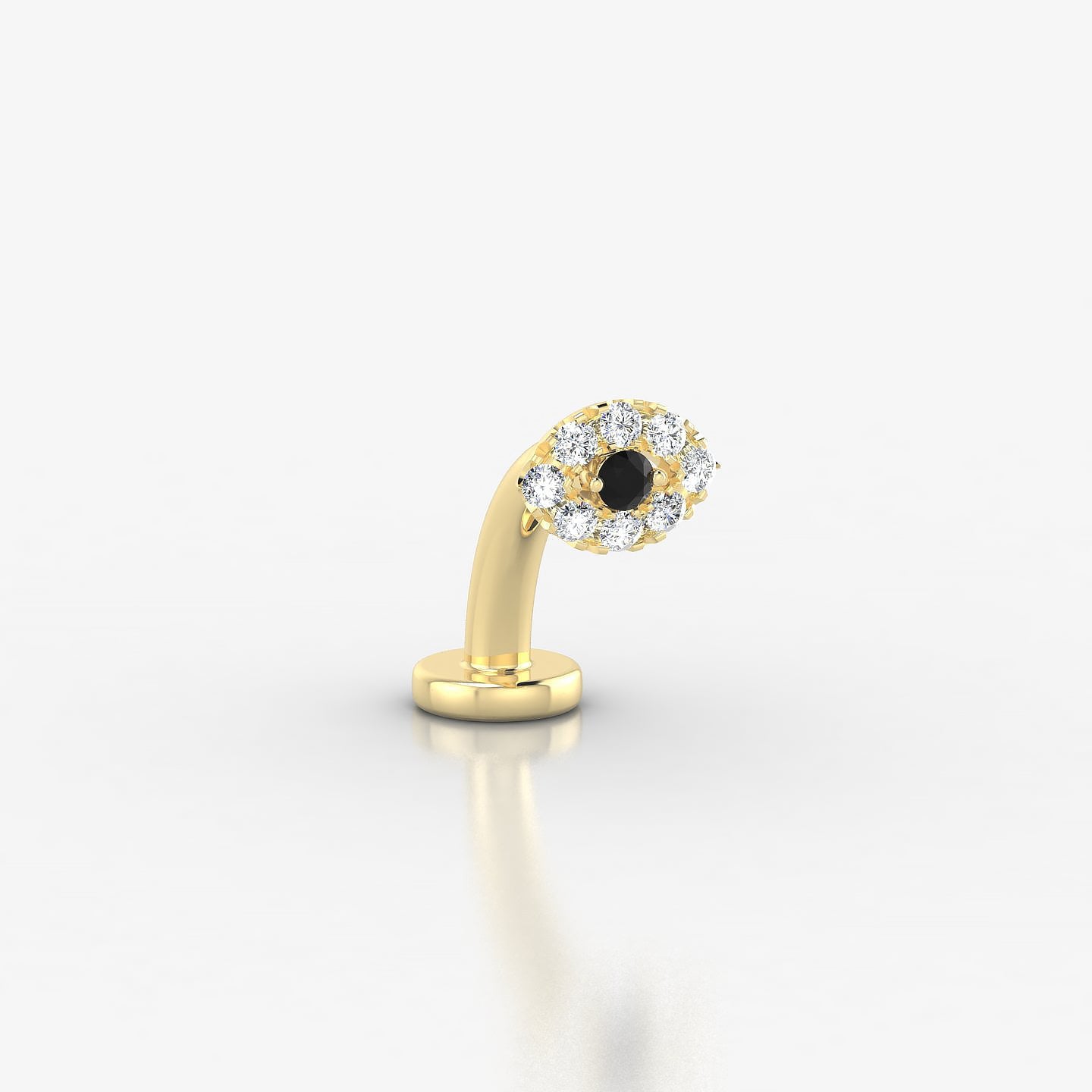 Minerva | 18k Yellow Gold 8 mm 5.5 mm Eye Black Diamond & Diamond Floating Navel Piercing