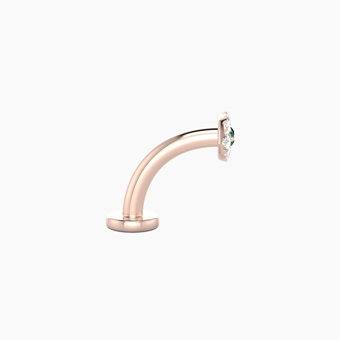 Minerva | 18k Rose Gold 8 mm 5.5 mm Eye Emerald & Diamond Floating Navel Piercing