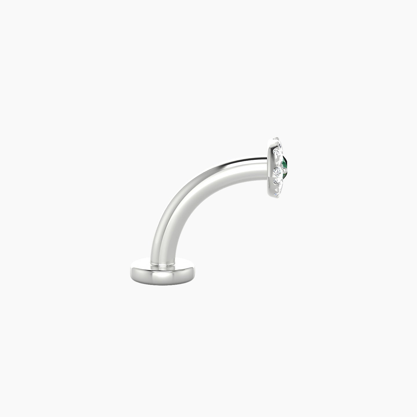 Minerva | 18k White Gold 8 mm 5.5 mm Eye Emerald & Diamond Floating Navel Piercing