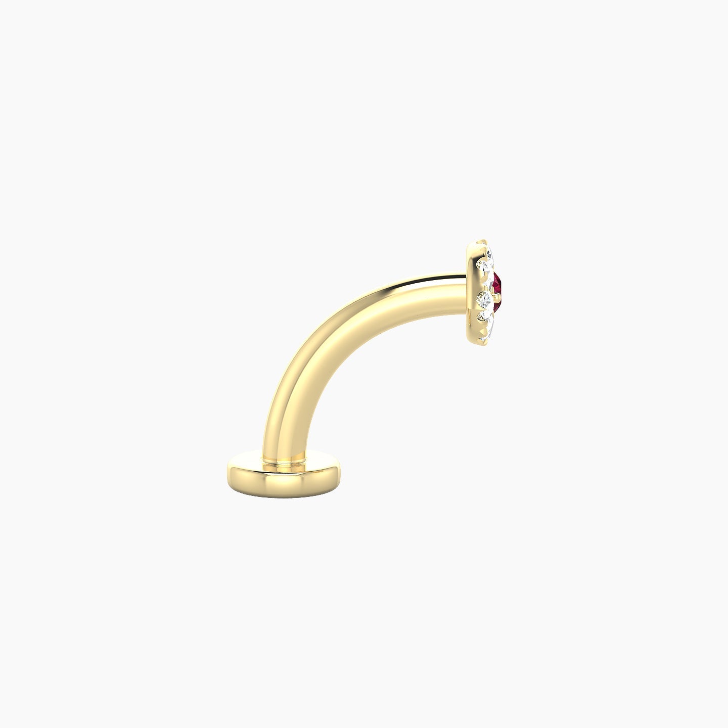 Minerva | 18k Yellow Gold 8 mm 5.5 mm Eye Ruby & Diamond Floating Navel Piercing