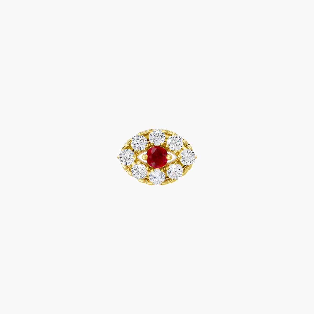 Minerva | 18k Yellow Gold 8 mm 5.5 mm Eye Ruby & Diamond Nose Piercing