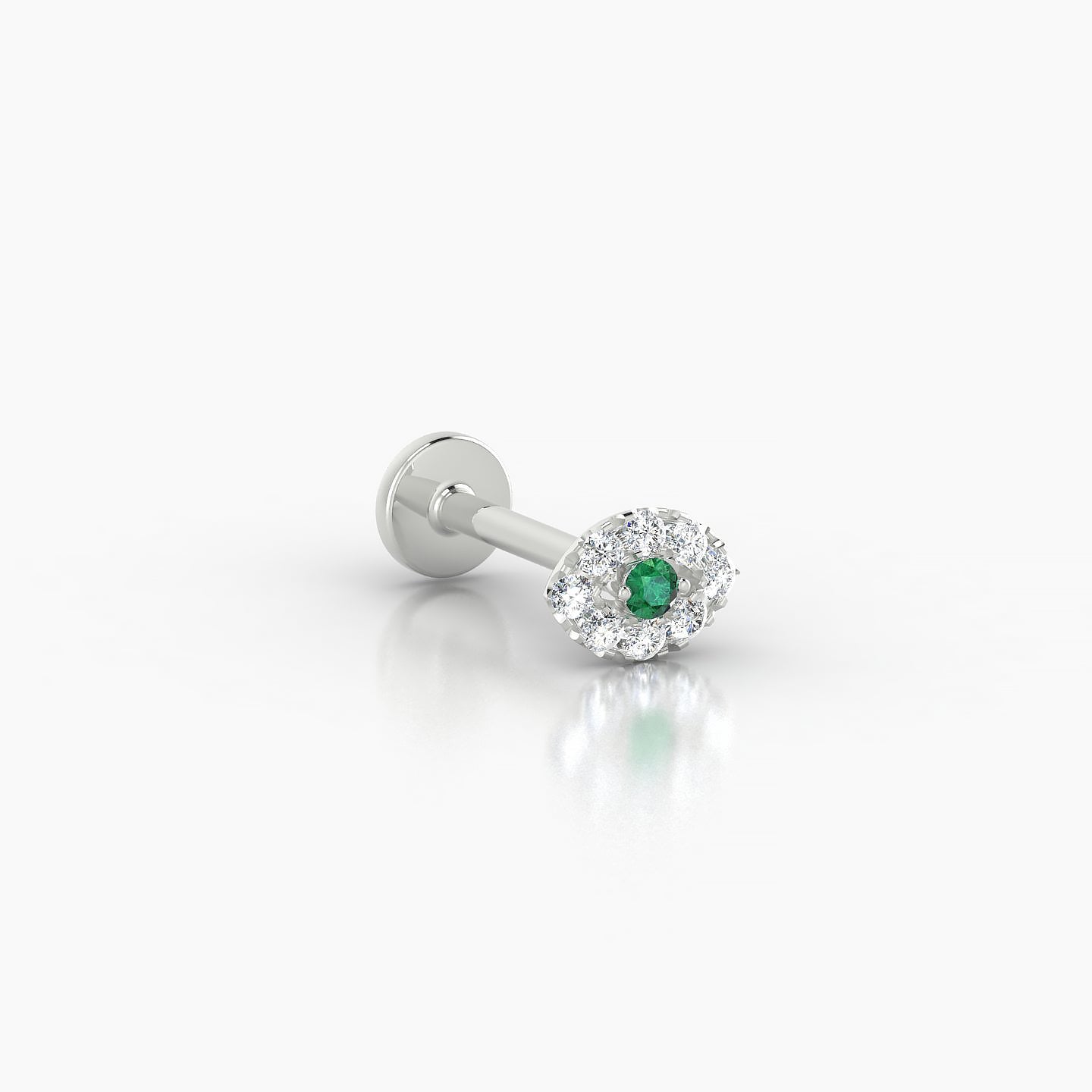 Minerva | 18k White Gold 8 mm 5.5 mm Eye Emerald & Diamond Nose Piercing