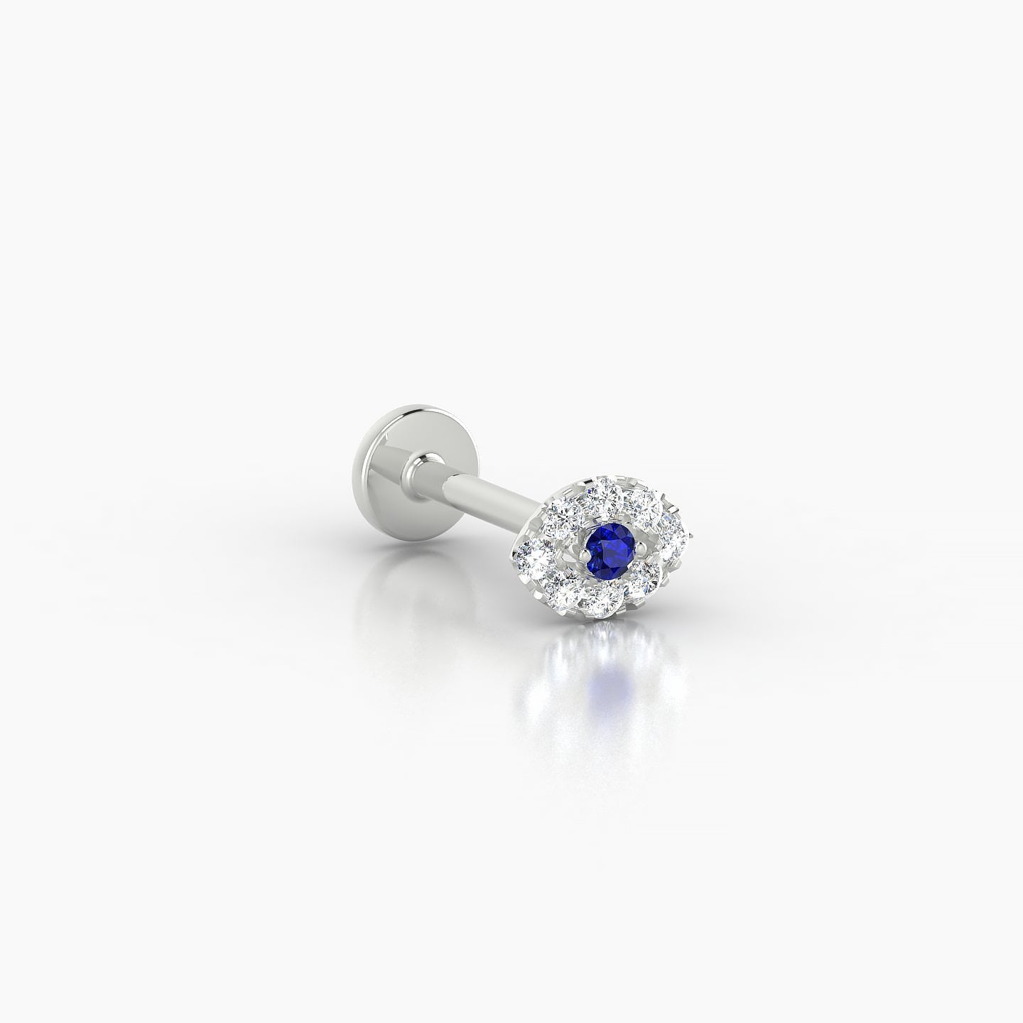 Minerva | 18k White Gold 8 mm 5.5 mm Eye Sapphire & Diamond Nose Piercing