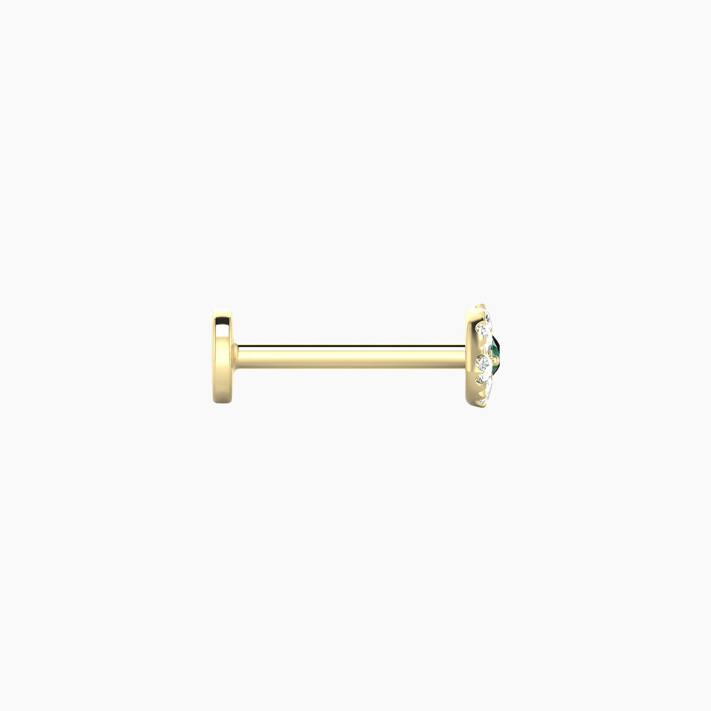 Minerva | 18k Yellow Gold 8 mm 5.5 mm Eye Emerald & Diamond Nose Piercing
