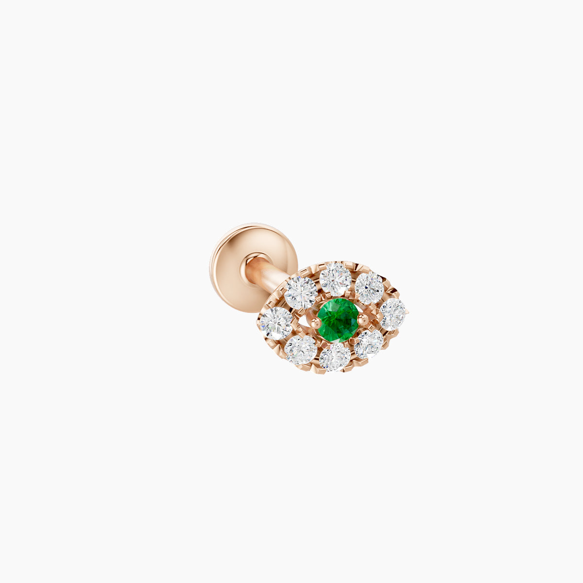 Minerva | 18k Rose Gold 8 mm 5.5 mm Eye Emerald & Diamond Piercing