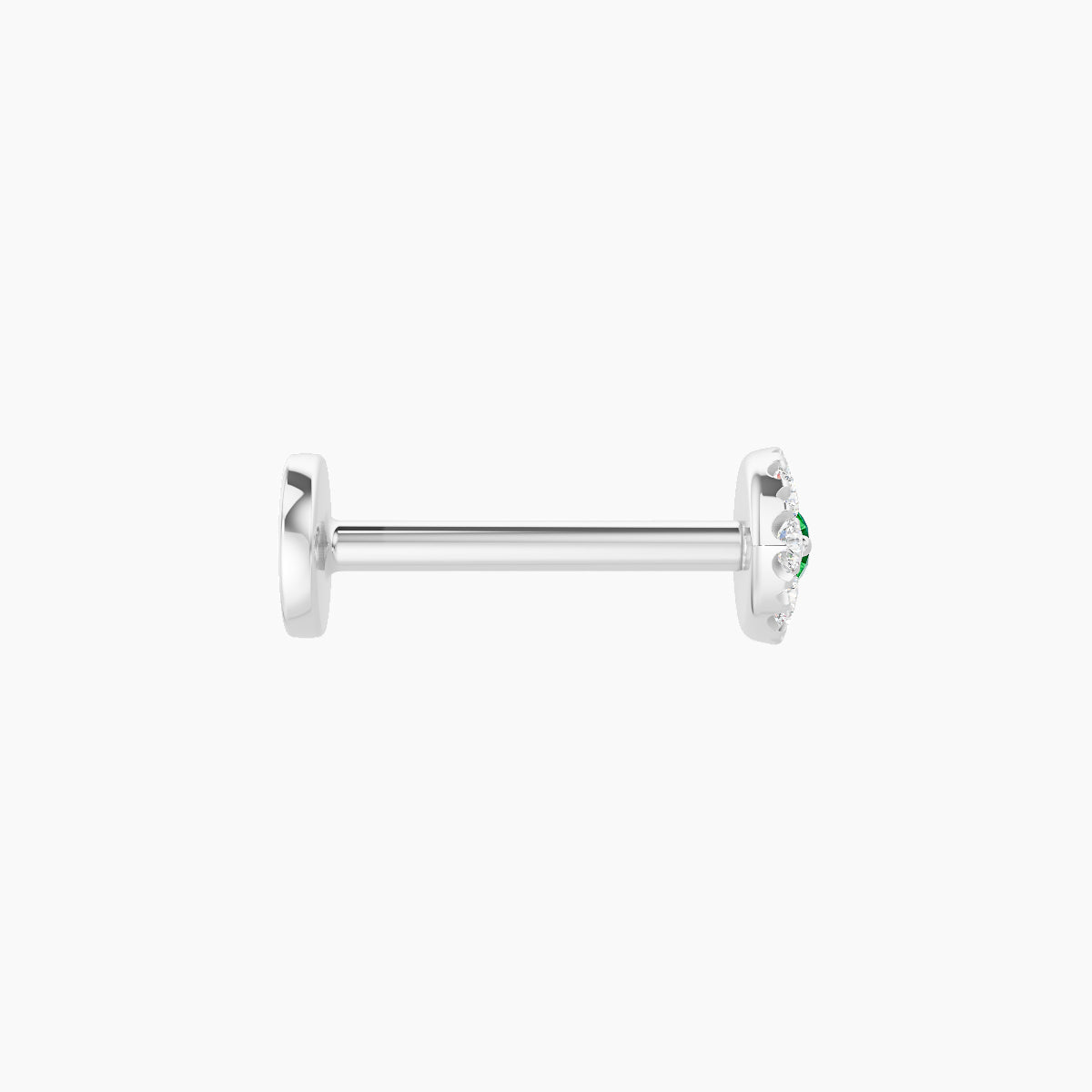 Minerva | 18k White Gold 8 mm 5.5 mm Eye Emerald & Diamond Piercing