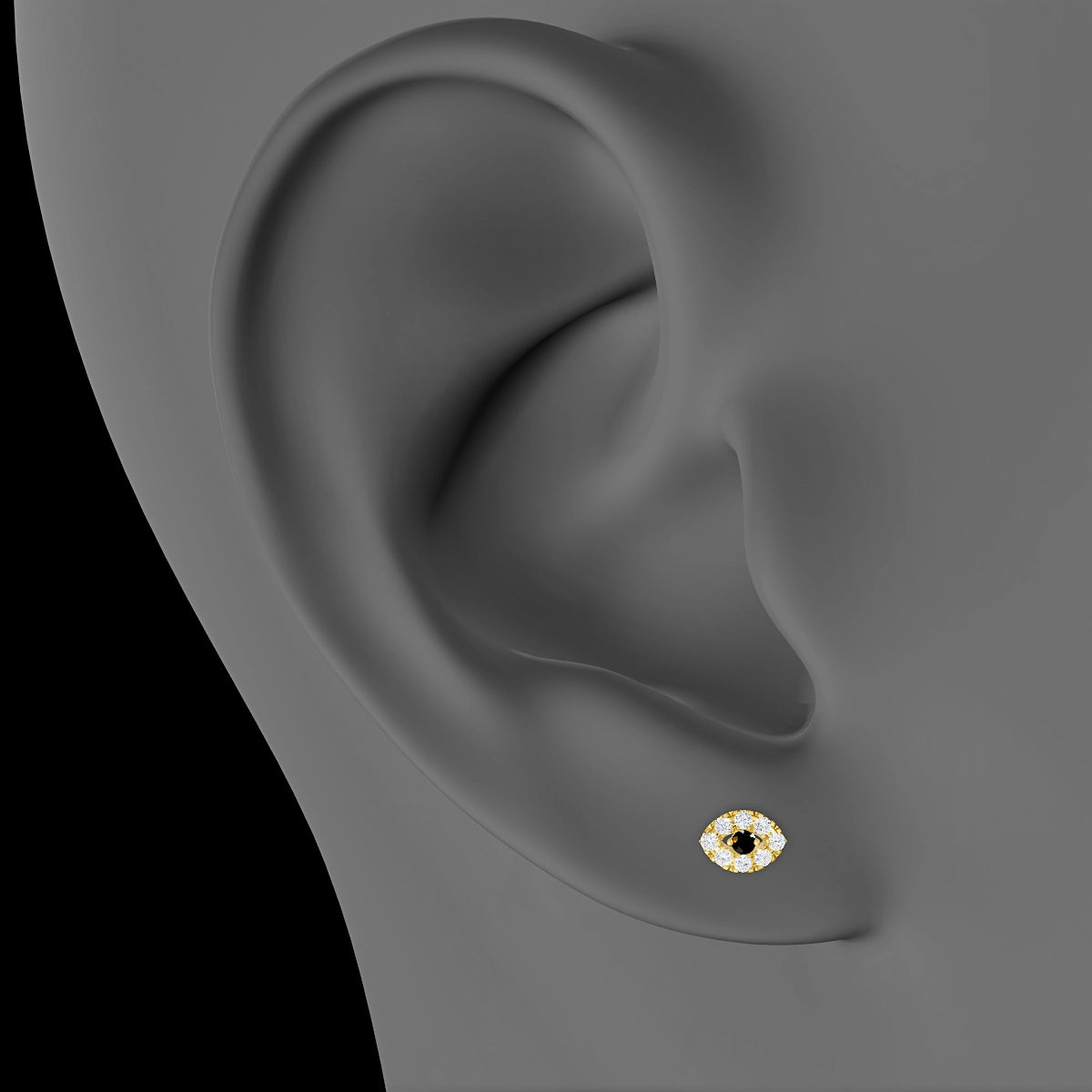 Minerva | 18k Yellow Gold 8 mm 5.5 mm Eye Black Diamond & Diamond Piercing