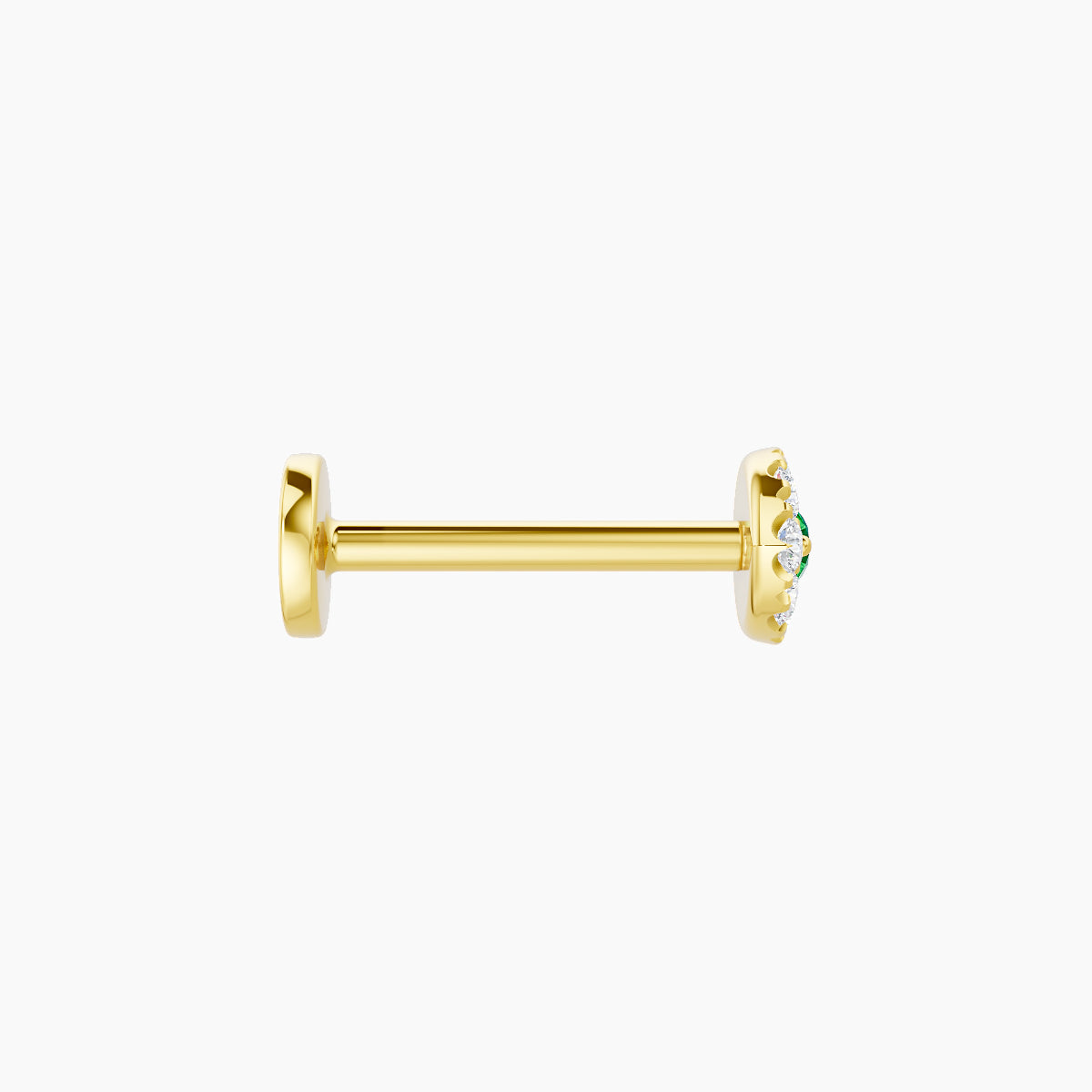 Minerva | 18k Yellow Gold 8 mm 5.5 mm Eye Emerald & Diamond Piercing