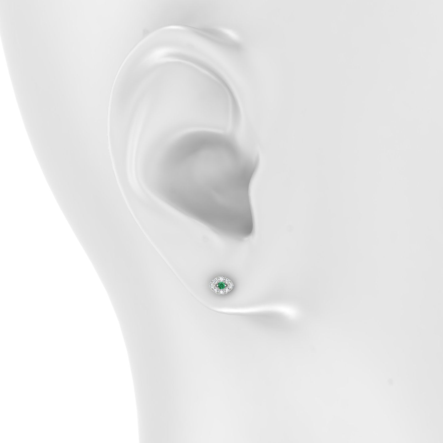 Minerva | 18k White Gold 8 mm 5.5 mm Eye Emerald & Diamond Piercing