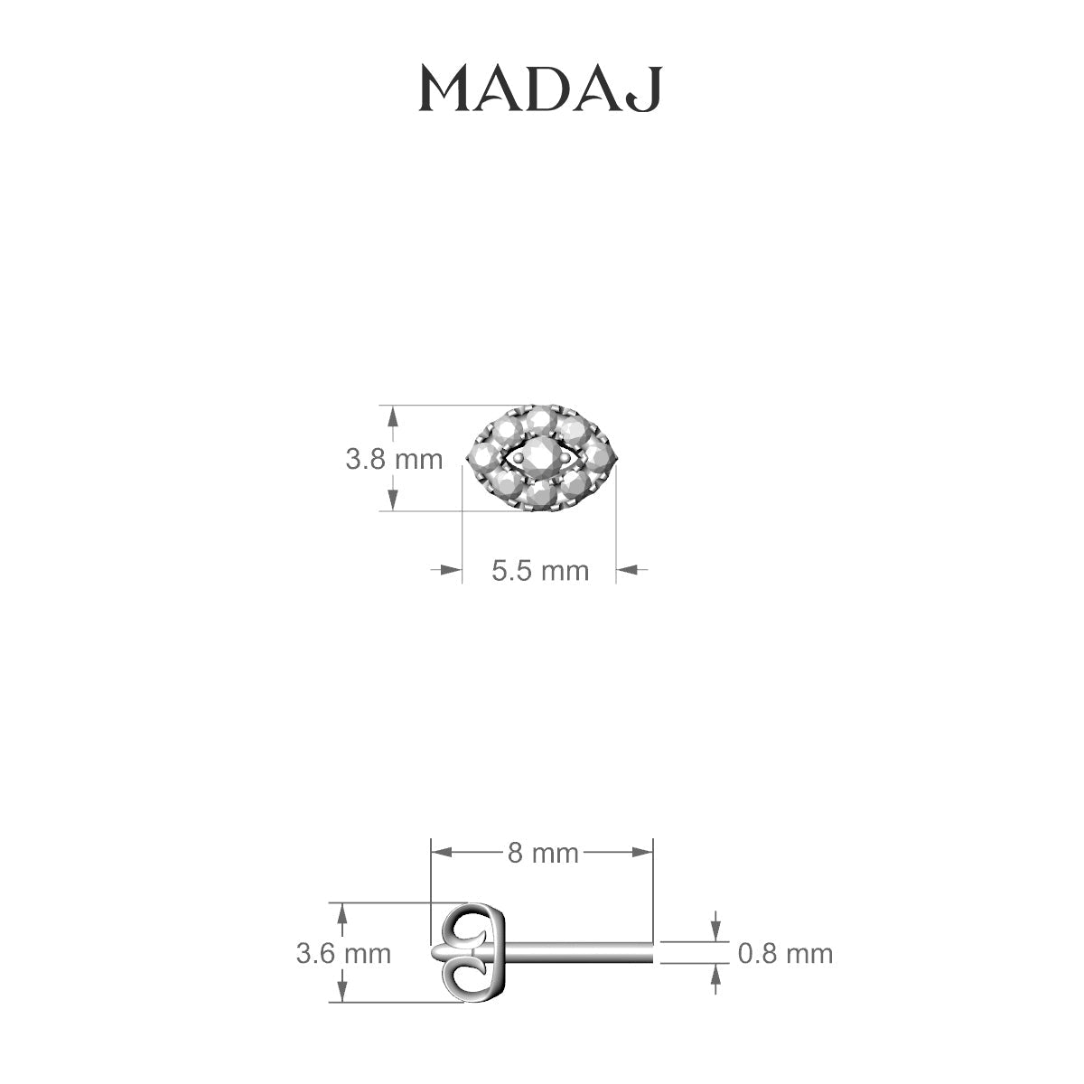 Minerva | 18k White Gold 5.5 mm Eye Diamond Earring