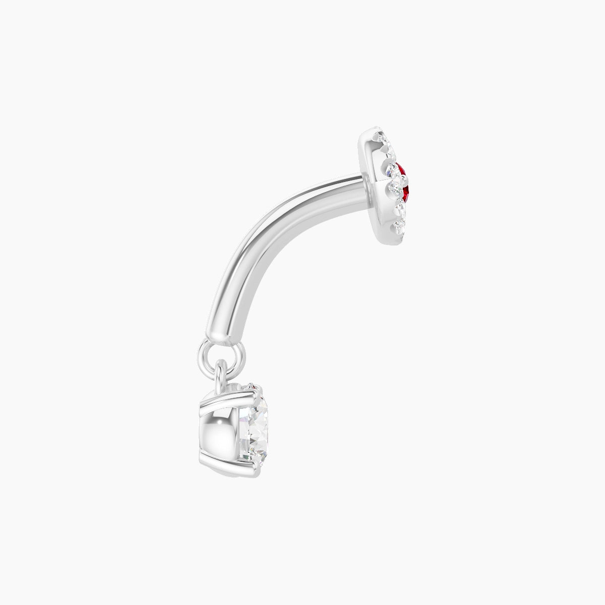 Minerva | 18k White Gold 6 mm Eye Ruby & Diamond Rook Piercing