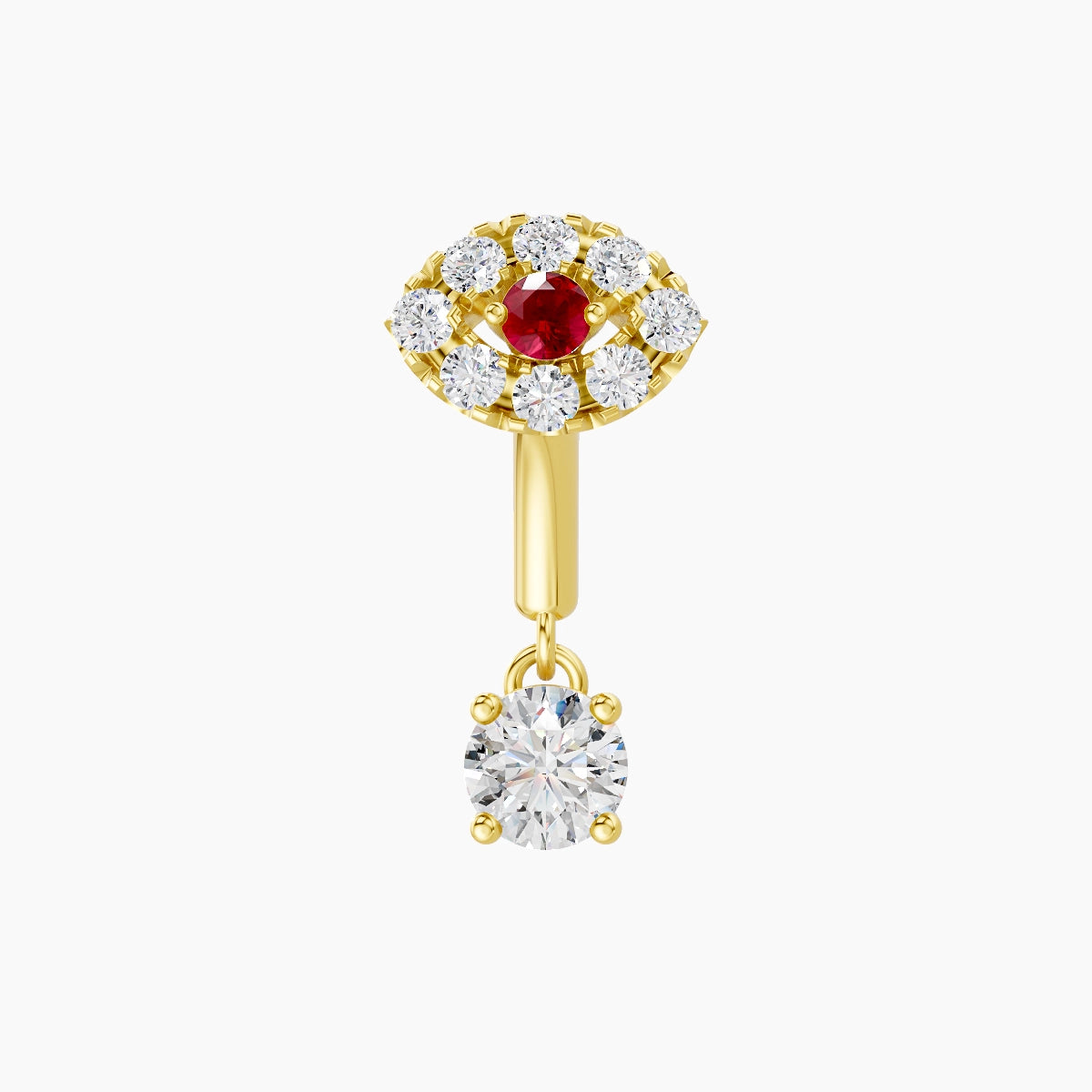 Minerva | 18k Yellow Gold 6 mm Eye Ruby & Diamond Rook Piercing