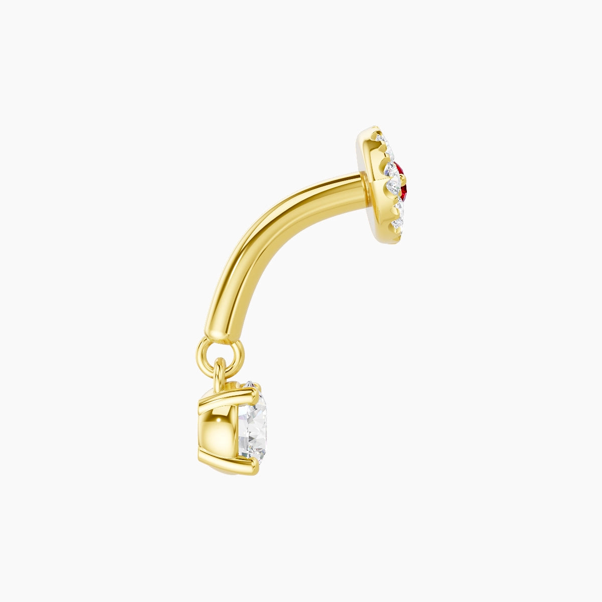 Minerva | 18k Yellow Gold 6 mm Eye Ruby & Diamond Rook Piercing