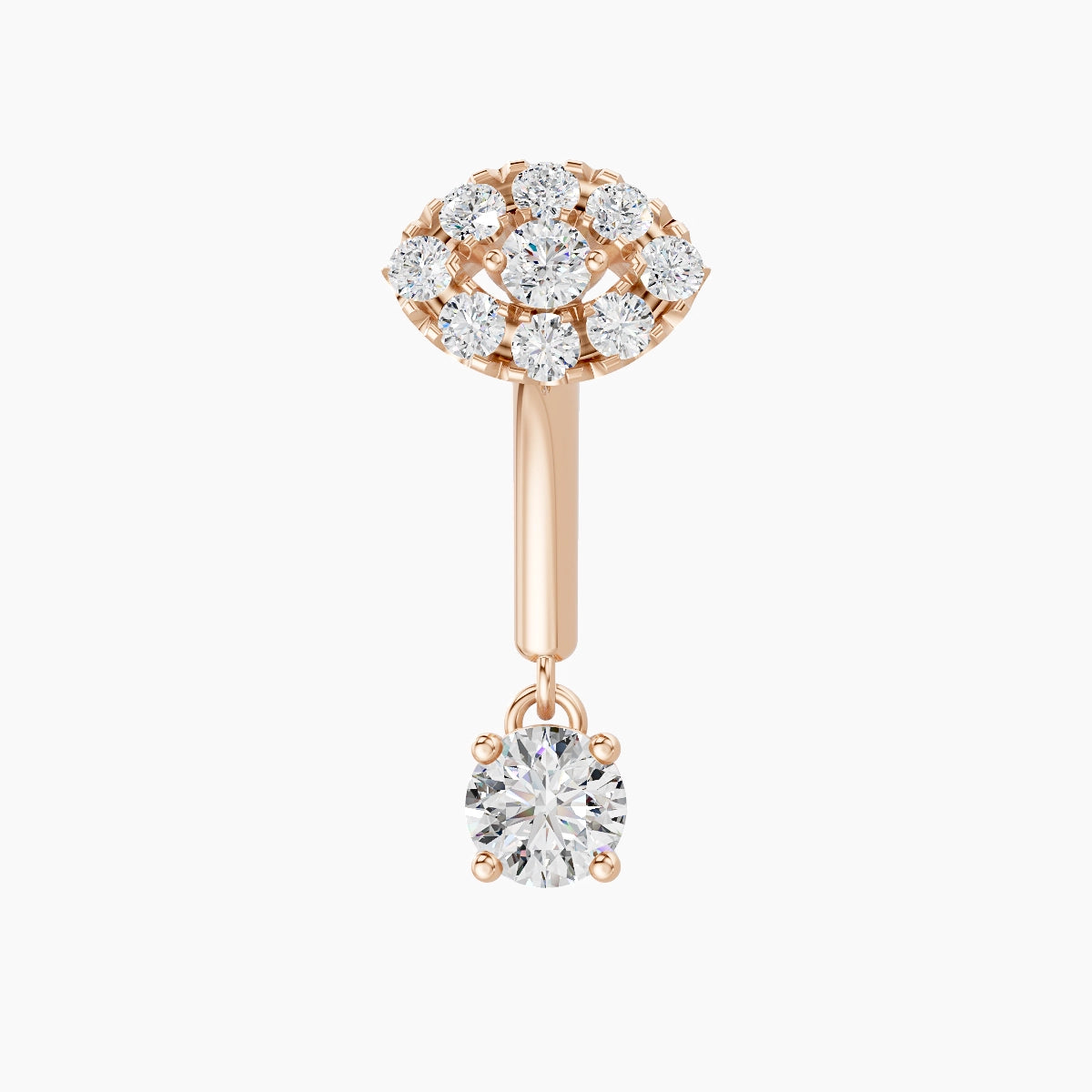 Minerva | Piercing Rook Œil Diamant Or Rose 18k Hypoallergénique 5.5 mm 8 mm