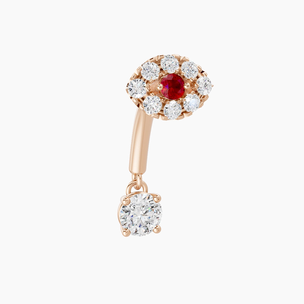 Minerva | 18k Rose Gold 8 mm Eye Ruby & Diamond Rook Piercing