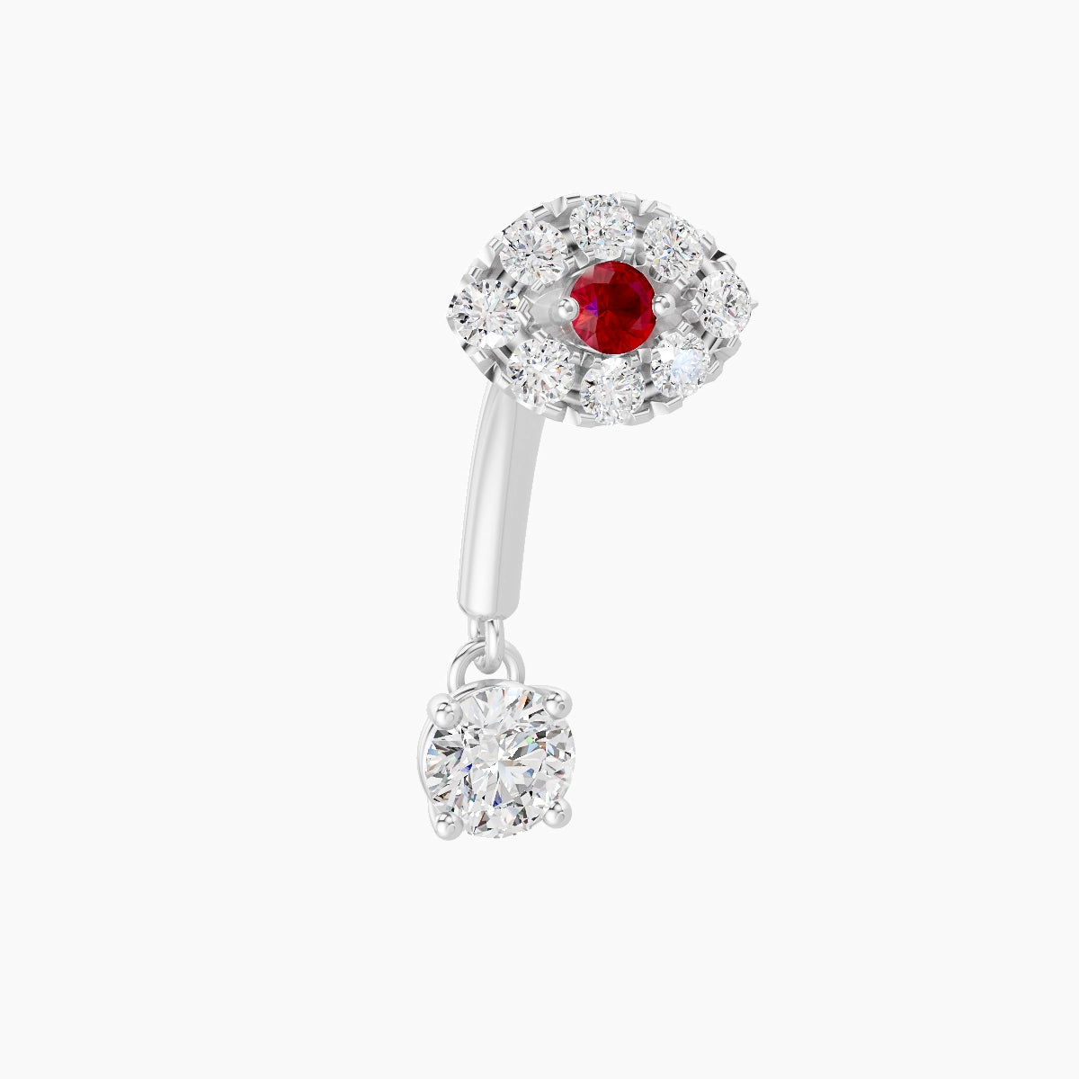 Minerva | 18k White Gold 8 mm Eye Ruby & Diamond Rook Piercing