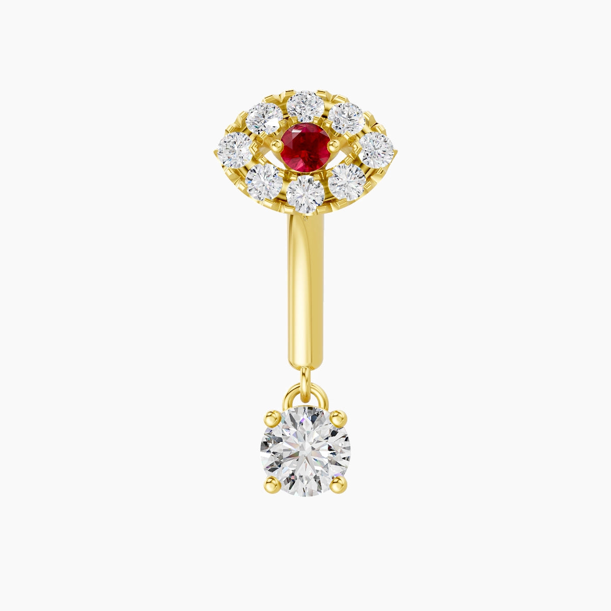 Minerva | 18k Yellow Gold 8 mm Eye Ruby & Diamond Rook Piercing